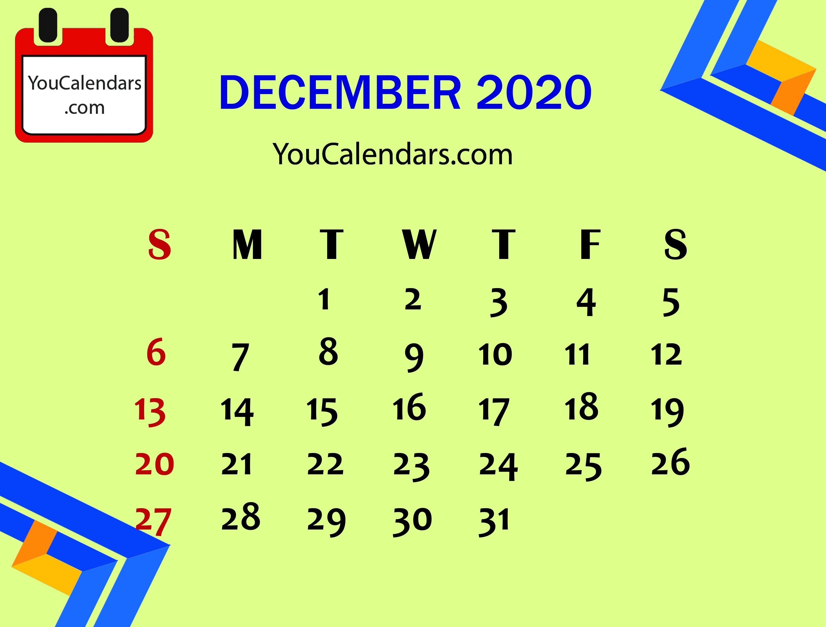 ✅Free December 2020 Calendar Printable Template - You Calendars December 2020 Calendar List Format