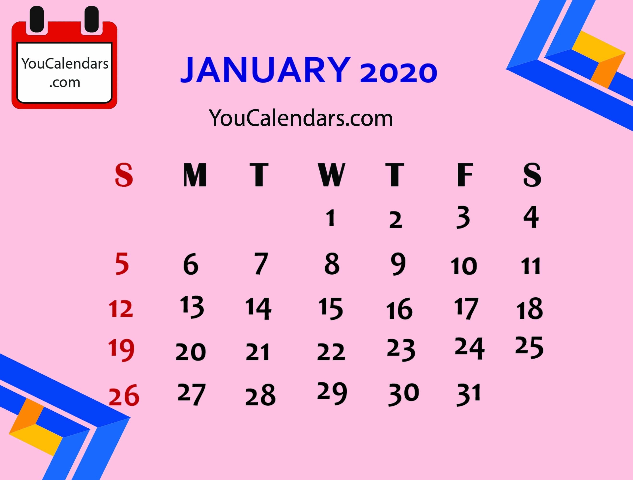 ✅Free January 2020 Calendar Printable Template - You Calendars Canada January 2020 Printable Calendar