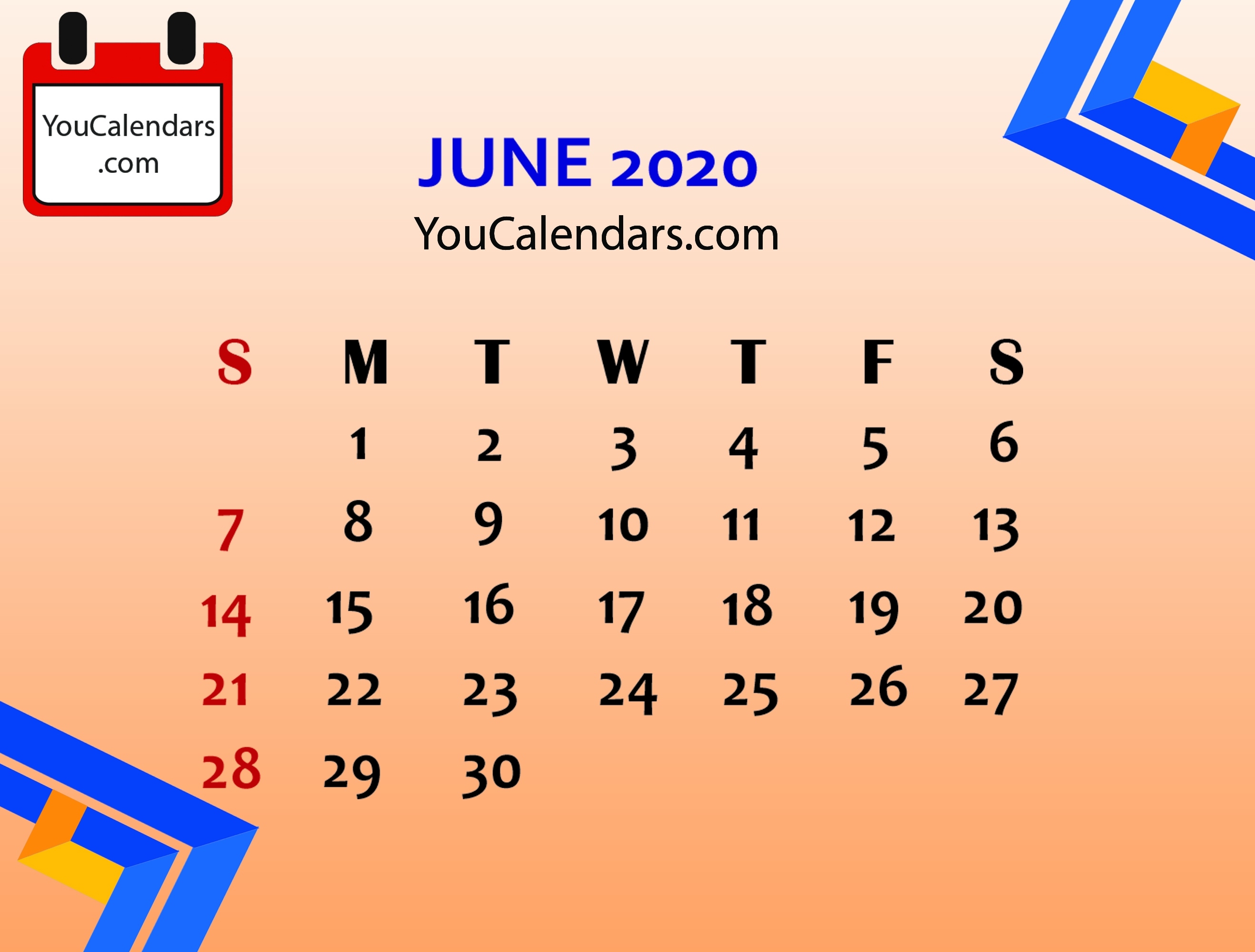 ✅Free June 2020 Calendar Printable Template - You Calendars Calendar 2020 Printable With Color And Holidays Usa