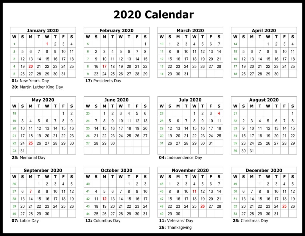 ❤️free Yearly 2020 Printable Calendar Templates [Pdf, Word Dashing Free Printable Christmas Calendar 2020