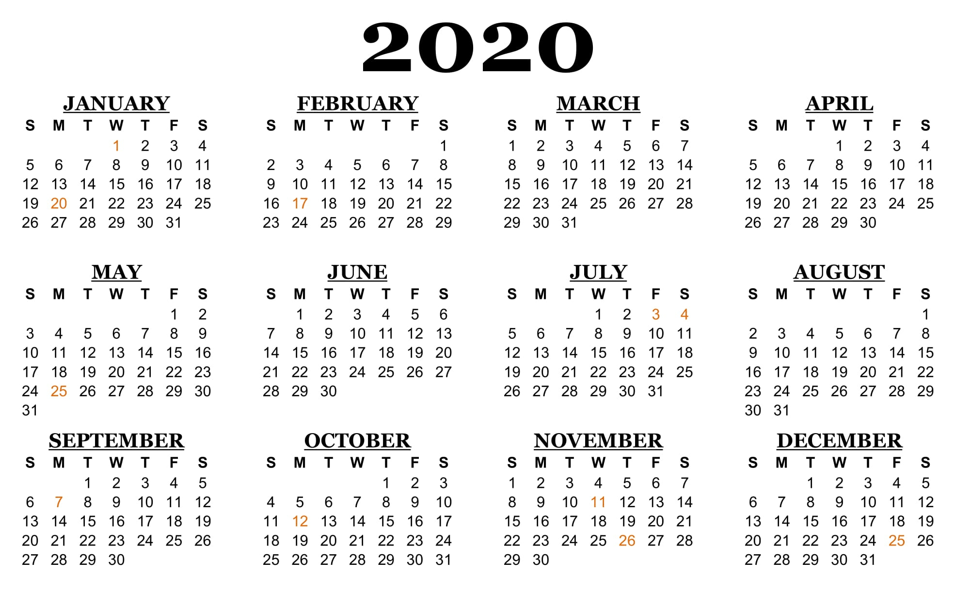 ❤️printable Calendar 2020 Templates With Nsw Public Exceptional 2020 List Of Holidays Printable