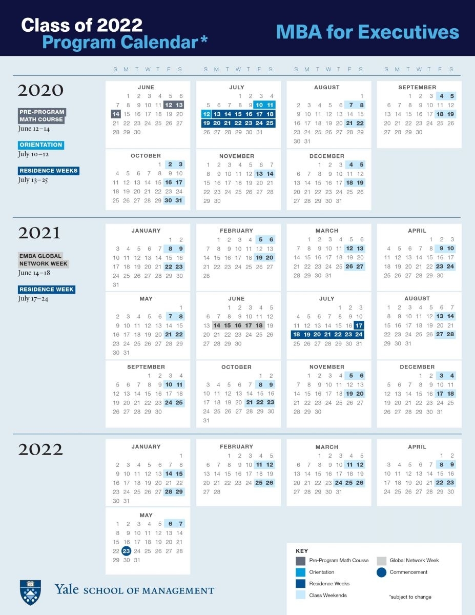 Emba Academic Calendar | Yale School Of Management Academic Calendar Yale School Of Medicine