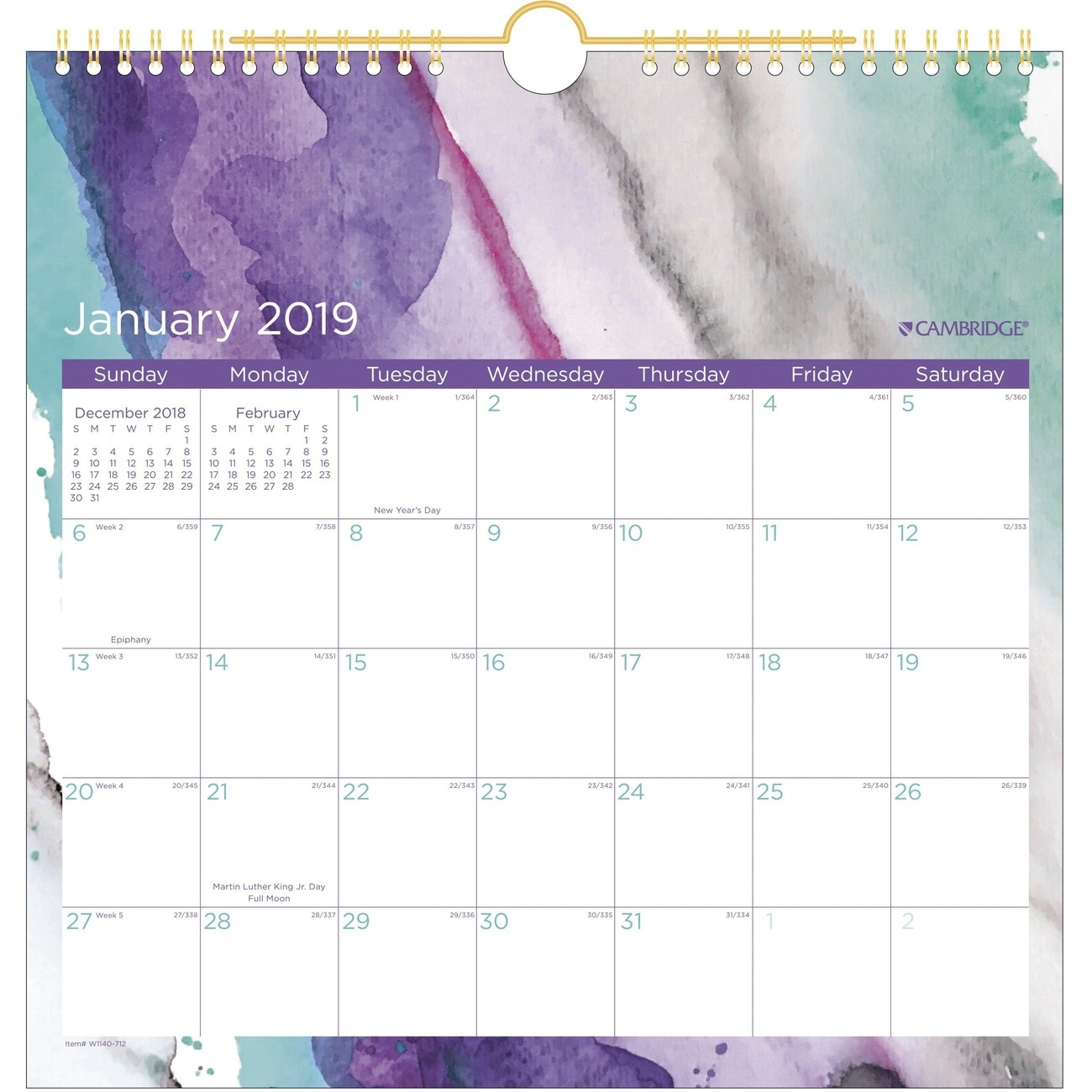 Evergreen Stationers Ltd. :: Office Supplies :: Calendars January Month At A Glance Calendar Page