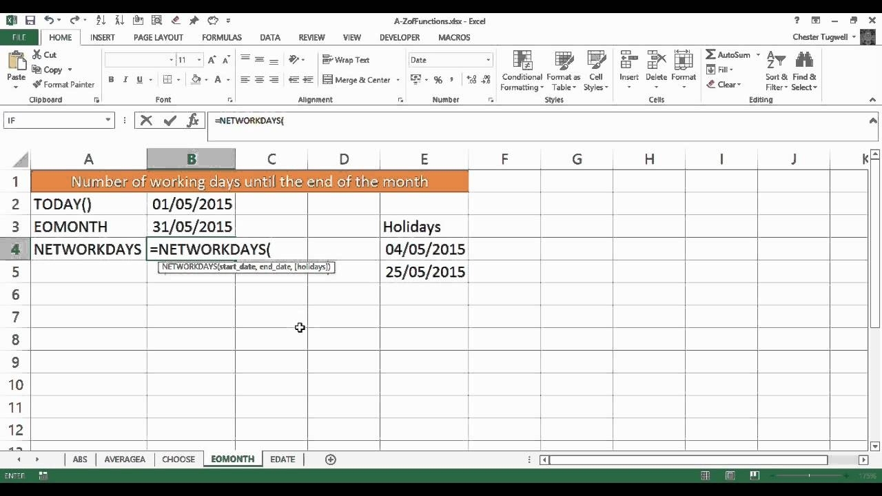 Excel: Calculate The Number Of Working Days Left This Month Remarkable Countdown Clock Without Weekends And Holidays