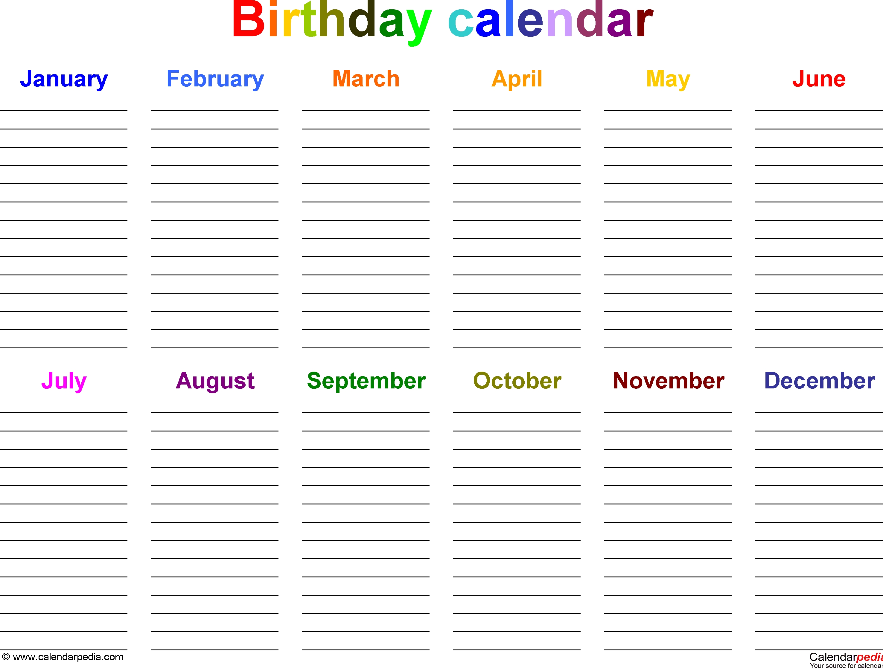 Excel Template For Birthday Calendar In Color (Landscape Extraordinary How To Make A Count Down Calander With Excel