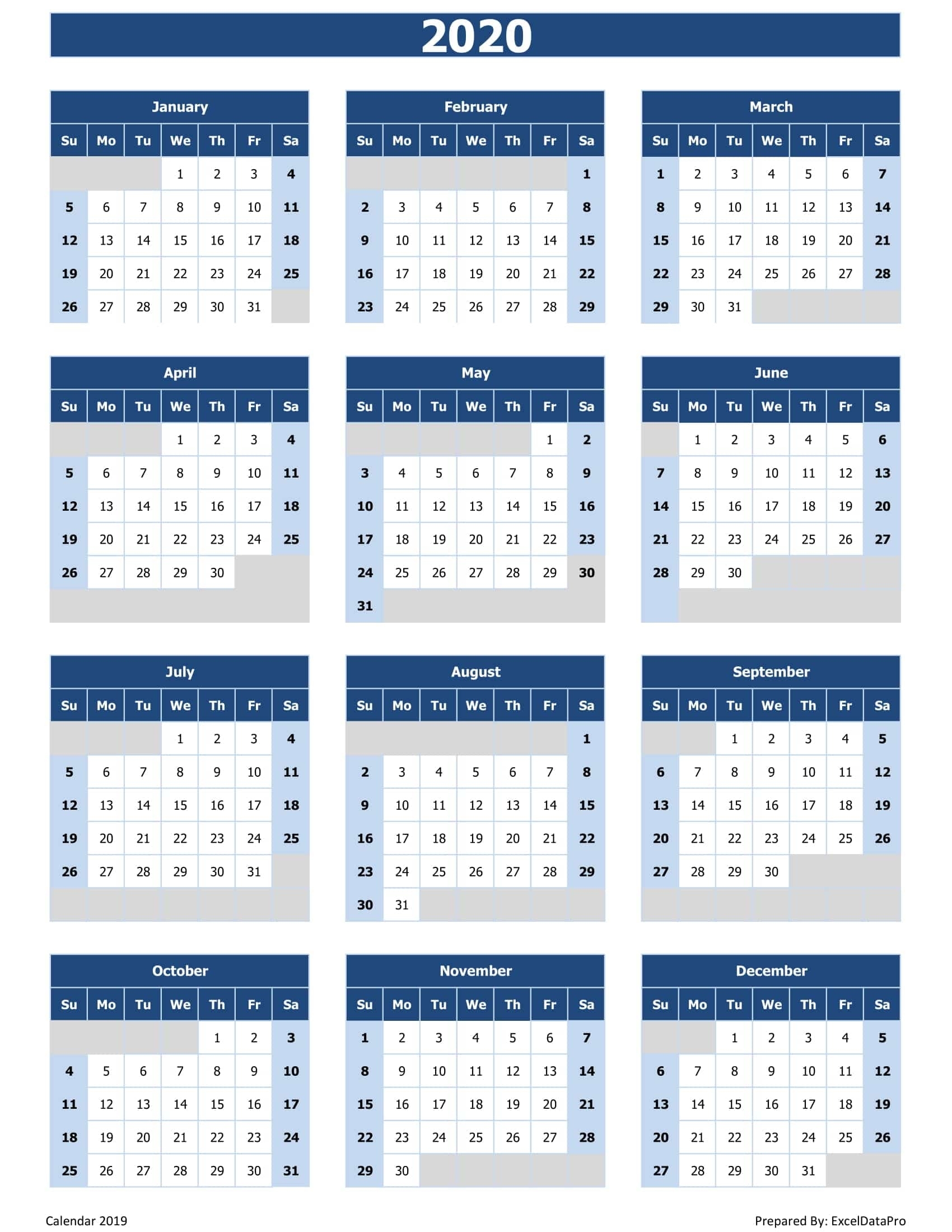 Excel Templates Calendar 2020 - Colona.rsd7 Dashing 2020 Calendar Template Excel