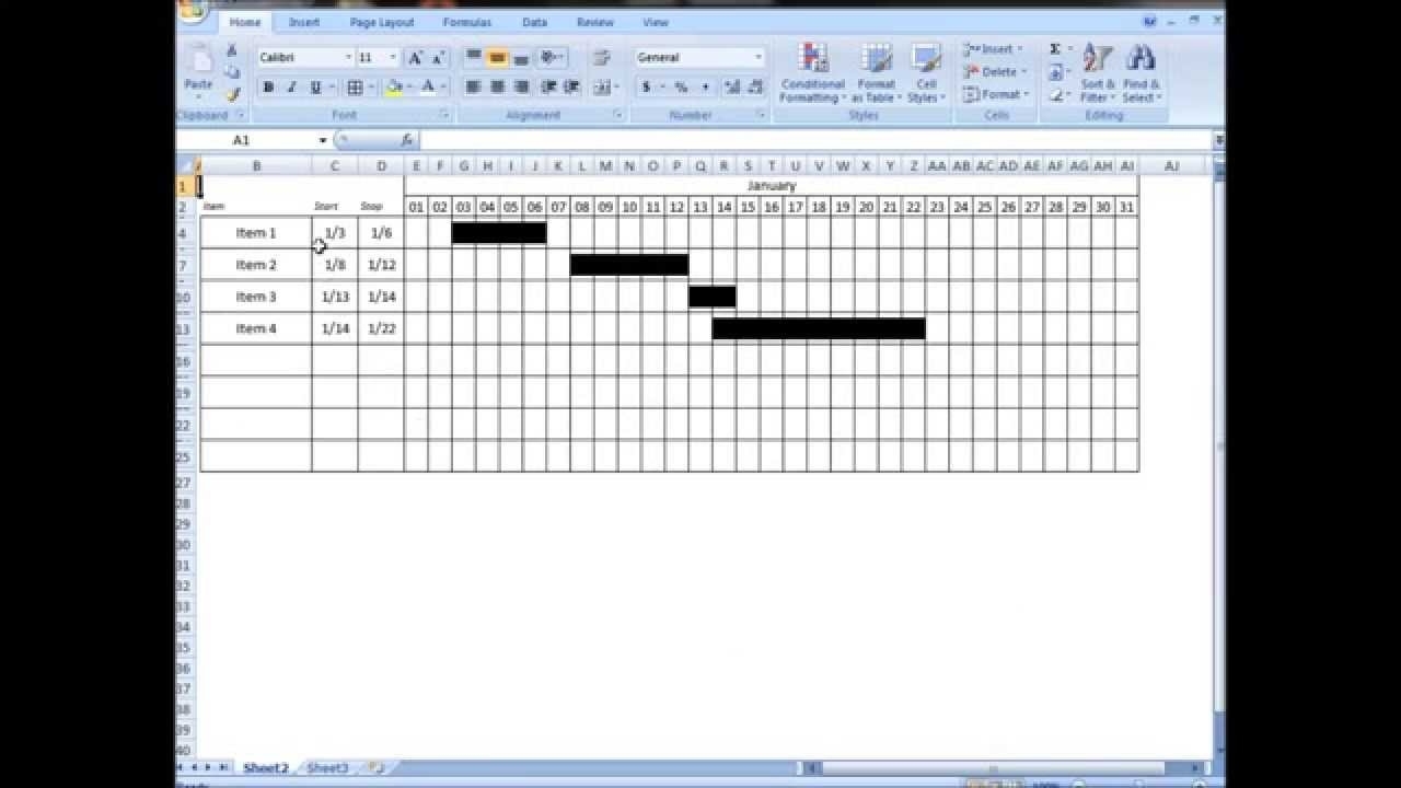 Excel Tutorial: Make Interactive Visual Schedule (Gantt Chart) With One  Formula! T Minus Schedule In Excel