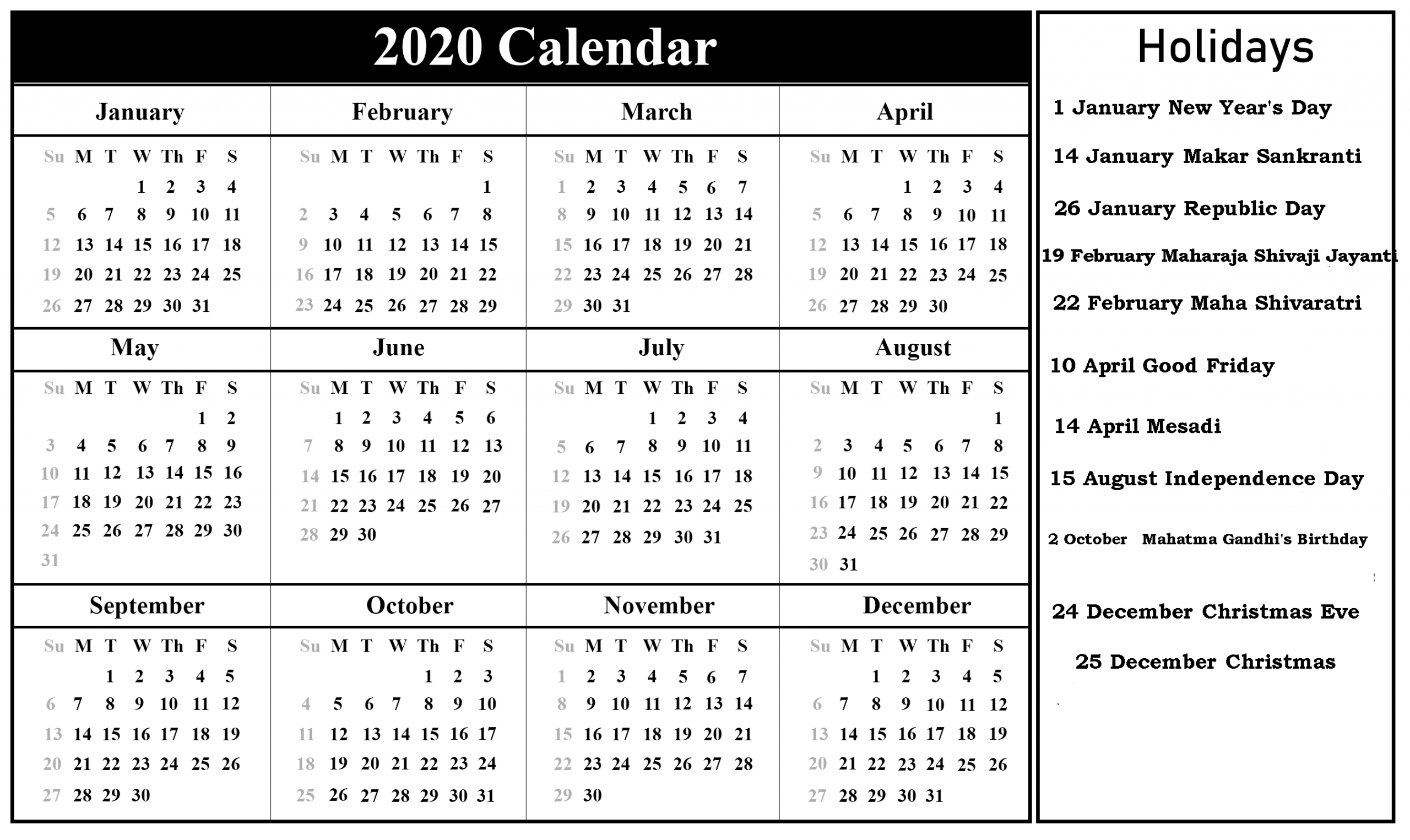 ?printable Indian 2020 Calendar Template Pdf, Excel, Word Remarkable 2020 Calendar India Pdf