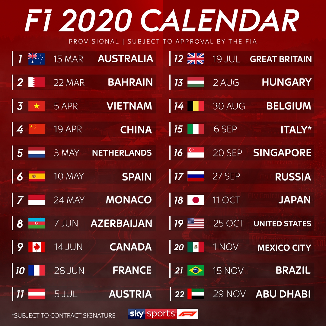 F1 2020 Schedule: Record 22-Race Calendar Revealed, German Incredible 2020 F1 Race Calendar