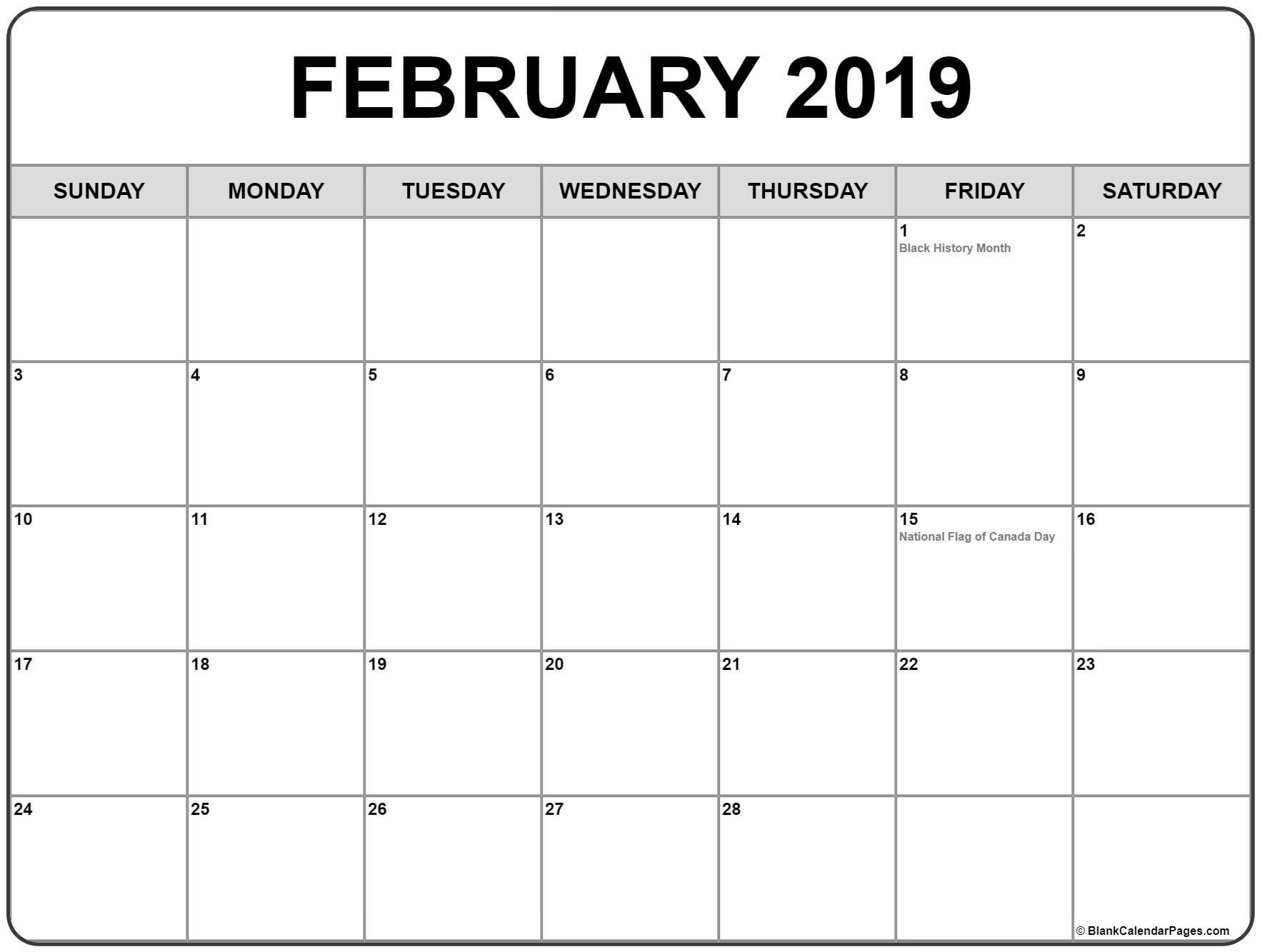 February 2019 Calendar With Canadian Holidays #february Incredible February 2020 Calendar Canada