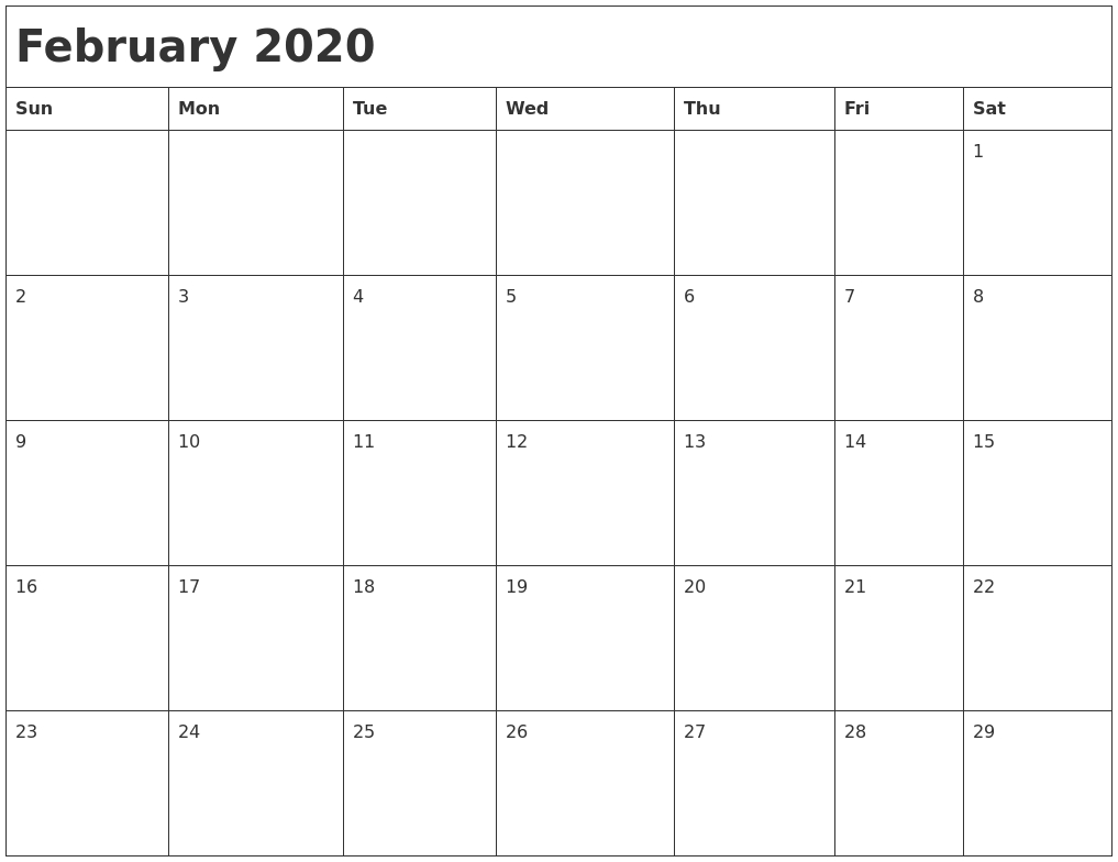 February 2020 Month Calendar Perky Month Calendar Starting On Monday