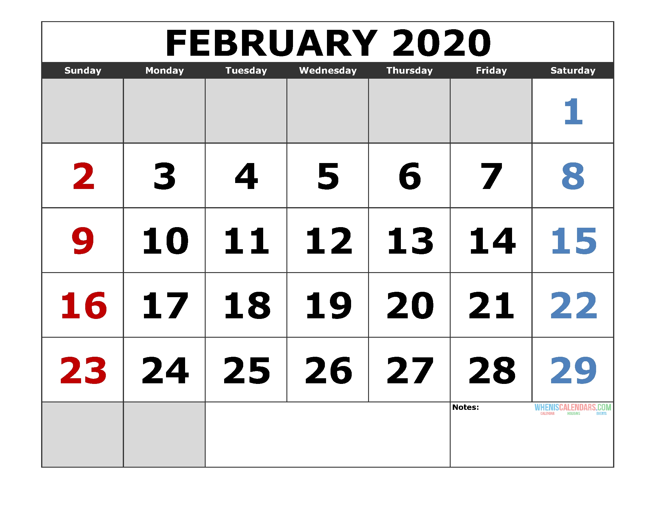 February 2020 Printable Calendar Template Excel, Pdf, Image Feb 2 2020 Calendar