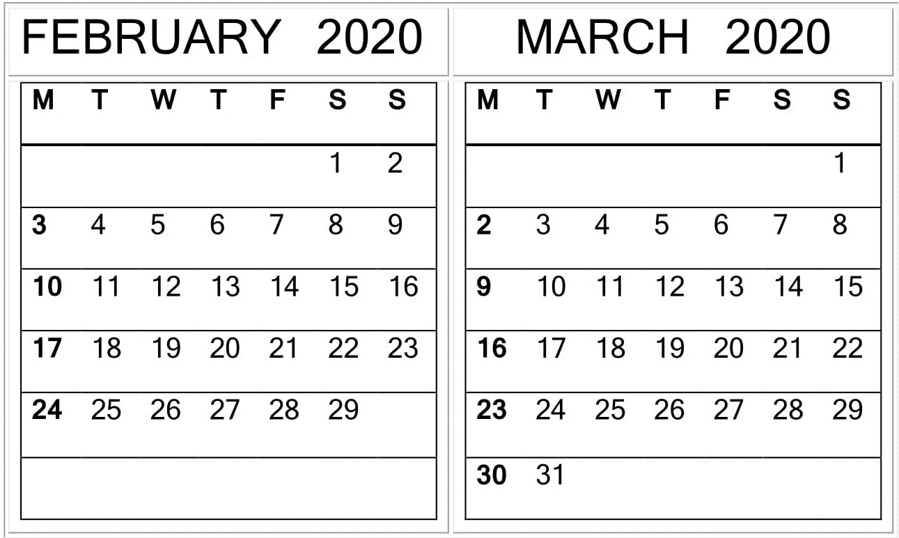 February March 2020 Calendar With Week Numbers - Latest Remarkable Printable Gregorian Calendar With Week Numbers