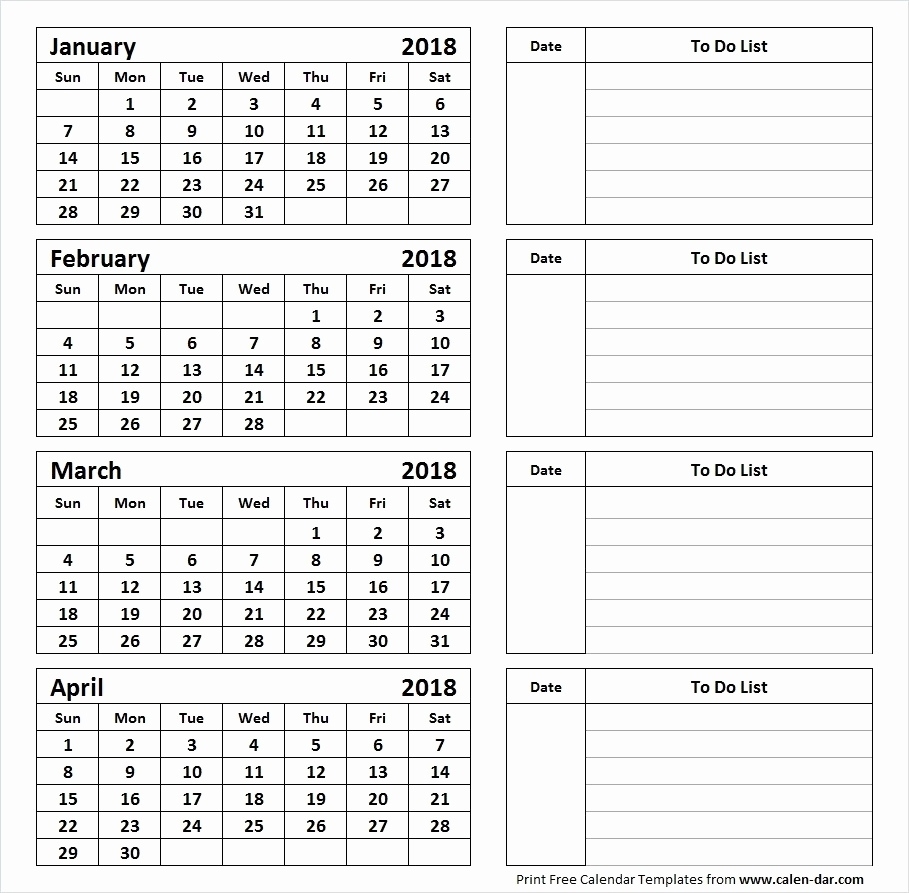 Fine 4 Page Printable Calendar : Mini Calendar Template 4 Month Calendar Printable Free
