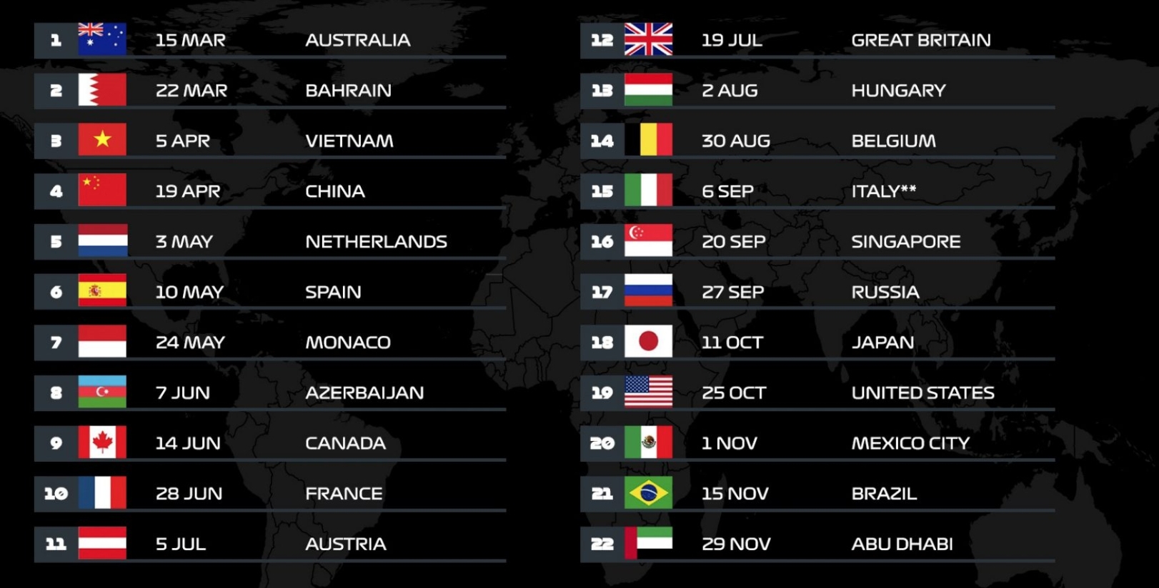 Formula 1 Calendar 2020 Tickets | Calendar Printables Free Remarkable Printable 2020 Formula 1 Schedule