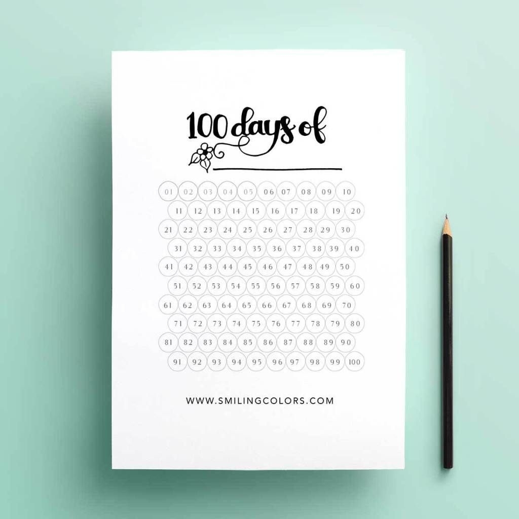 Free 100 Day Goal Tracking Printable, Just Download And 100 Day Countdown Calendar Printable