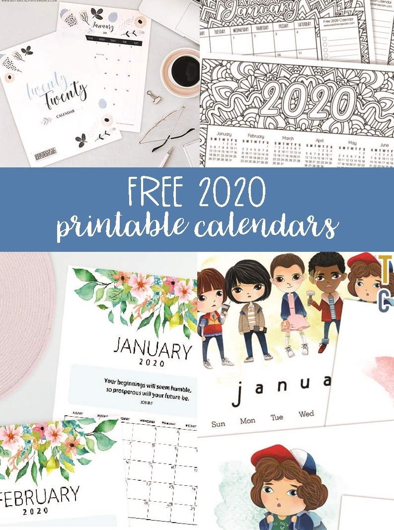 Free 2020 Printable Calendars - Crafting In The Rain Exceptional 8.5 By 14 Printable Calendars