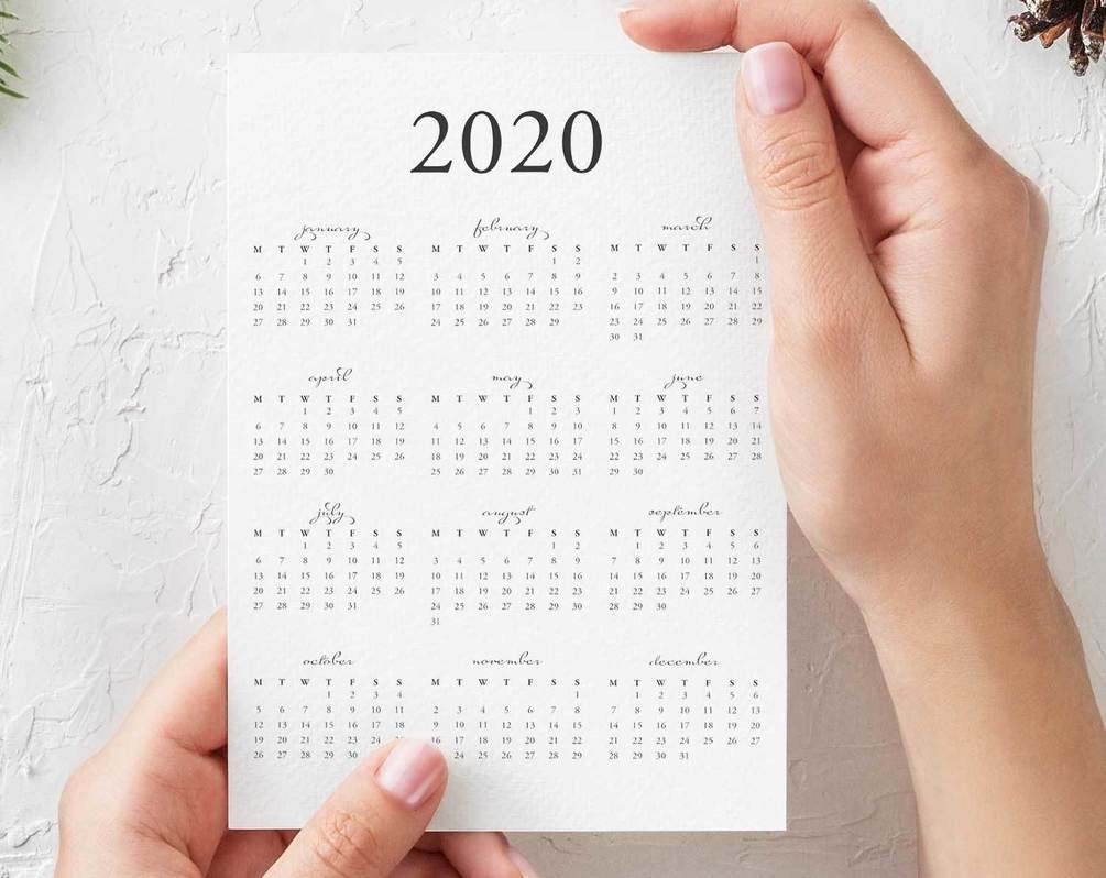 Free 2020 Yearly Calendar Printable Pdf 2020 Year At A Glance Free Printable Calendar