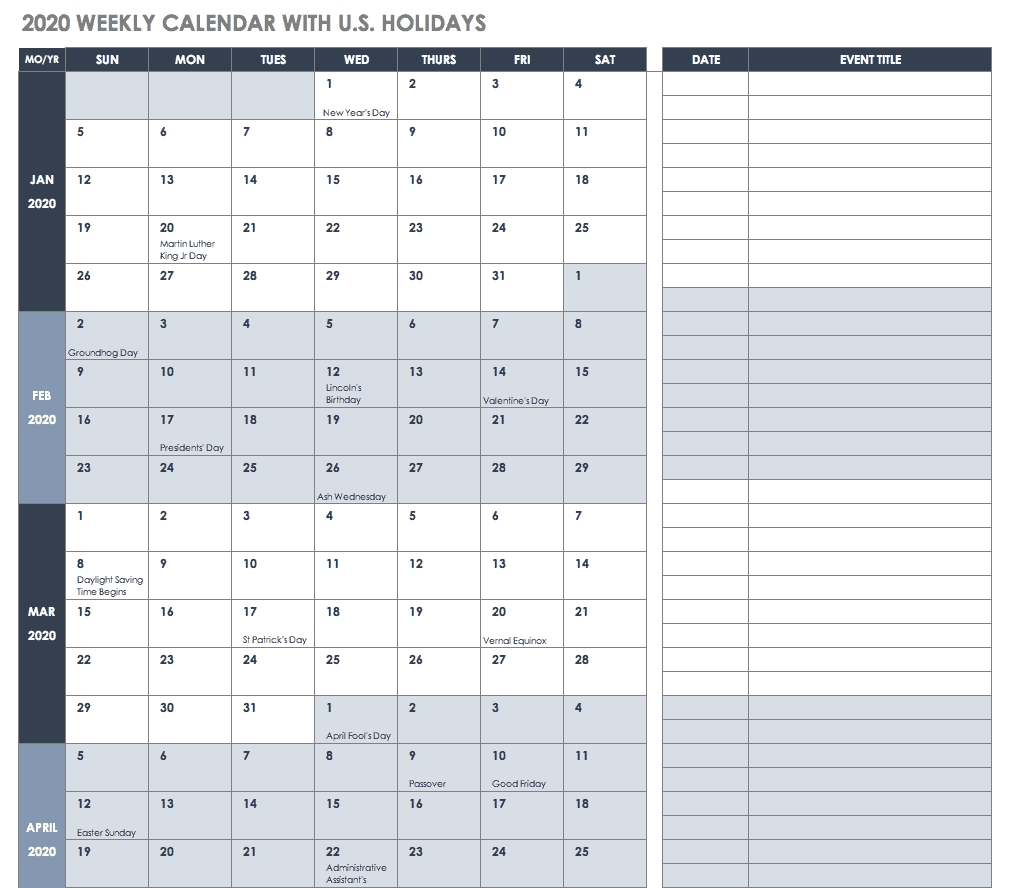 Free Blank Calendar Templates - Smartsheet Dashing 6 Month View Calendar Template