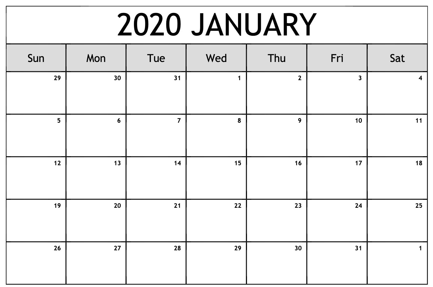 Free Editable January Calendar 2020 Blank Template Exceptional Microsoft Word Printable Calendar 2020