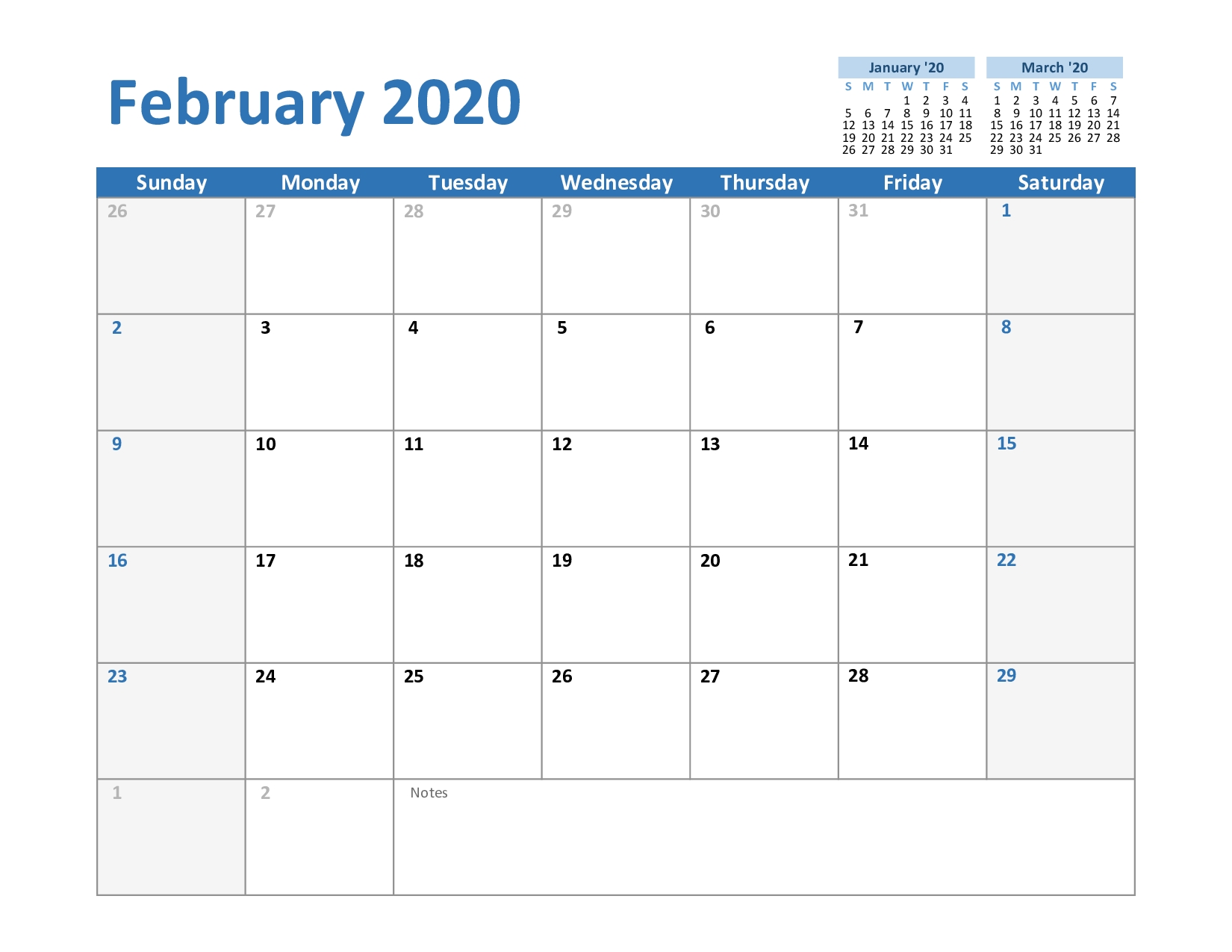 Free February &amp; March 2020 Printable Calendar Templates Blank Calendar Template Excel Excel Calendar Template Download Free