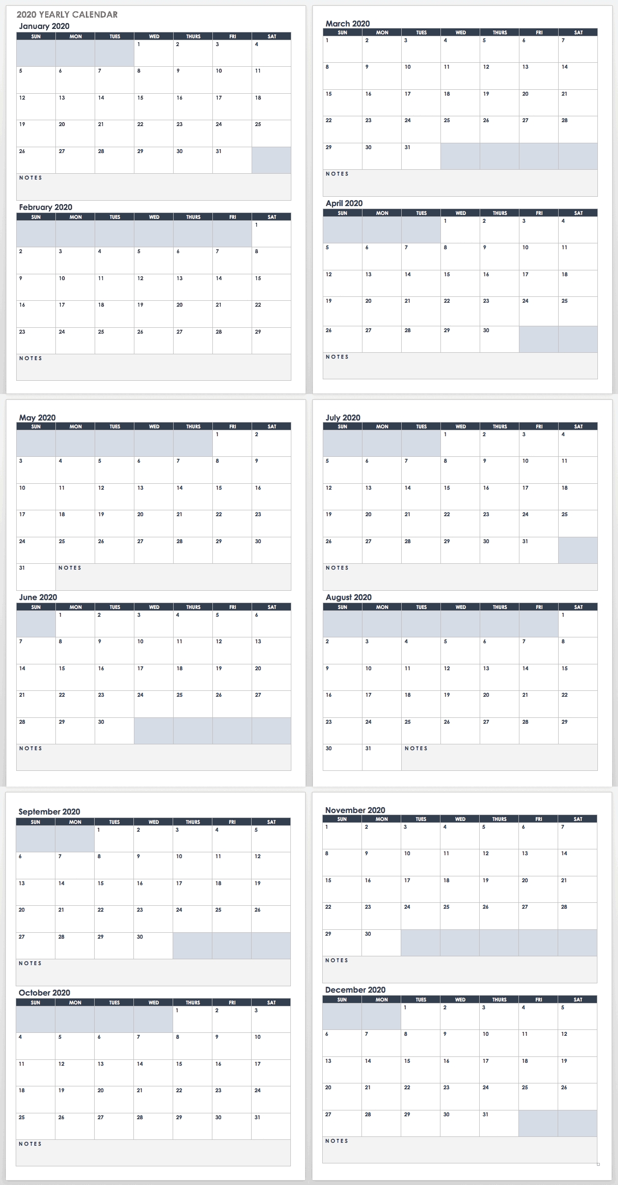 Free Google Calendar Templates | Smartsheet 2020 Calendar Google Sheets