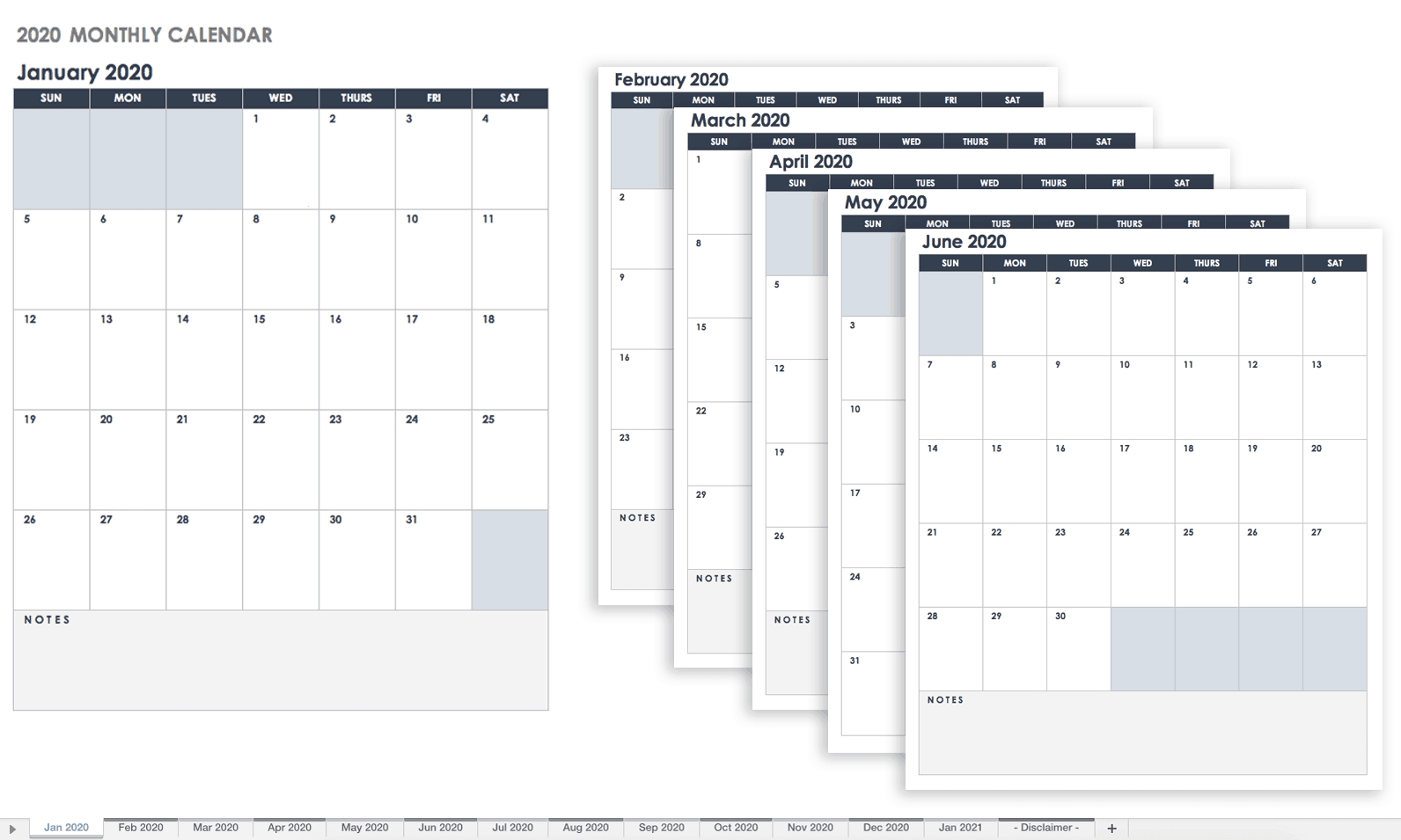Free Google Calendar Templates | Smartsheet 6 Month View Calendar Template