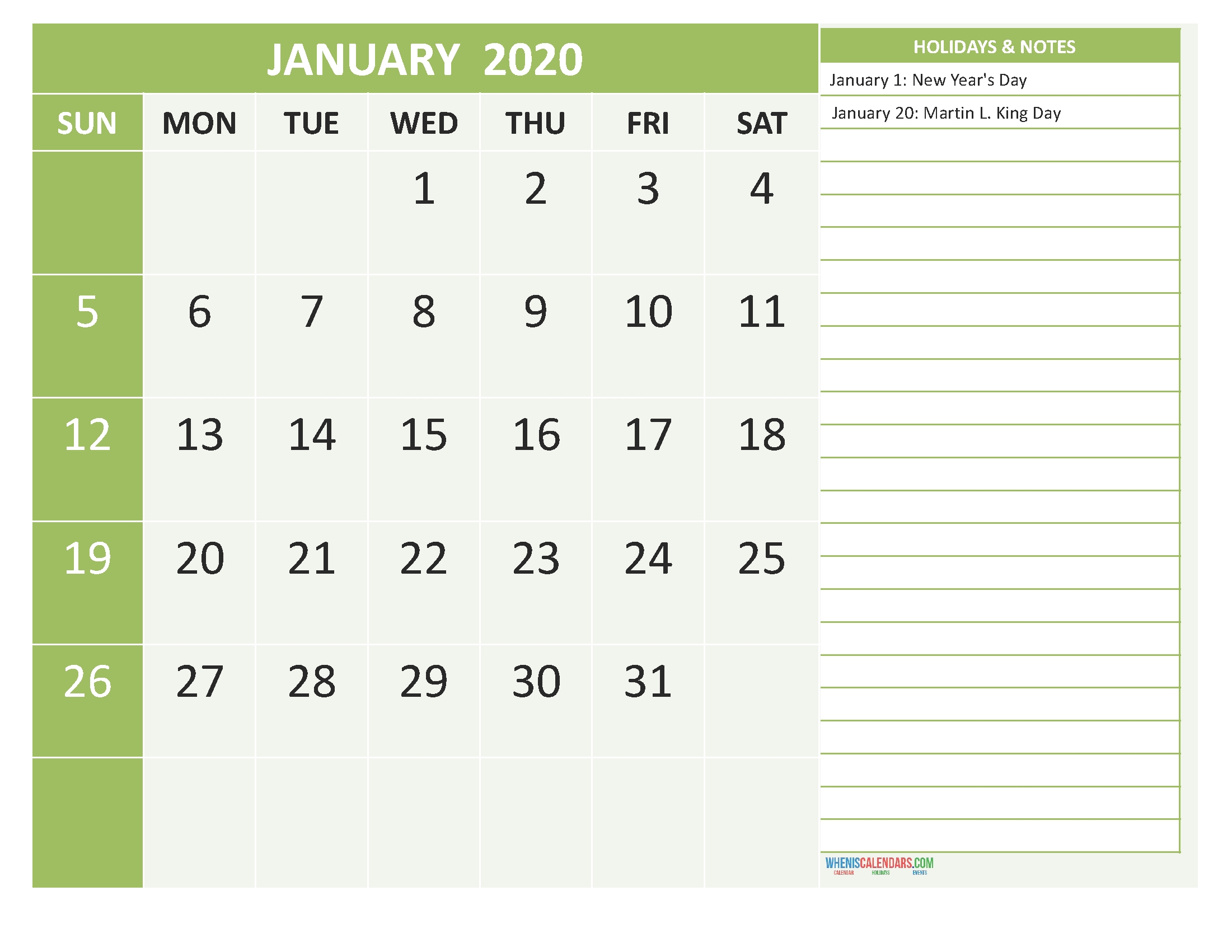 Free January 2020 Monthly Calendar Template Word | Free Perky 2020 Monthly Calendar Template Word