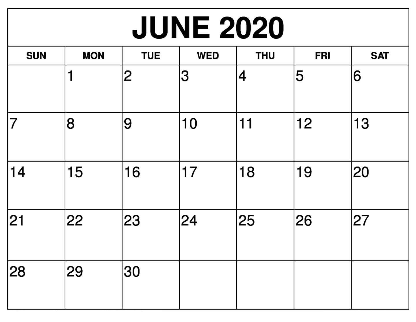 Free June 2020 Calendar Printable | 12 Month Printable Calendar Incredible June 2020 Calendar With Holidays