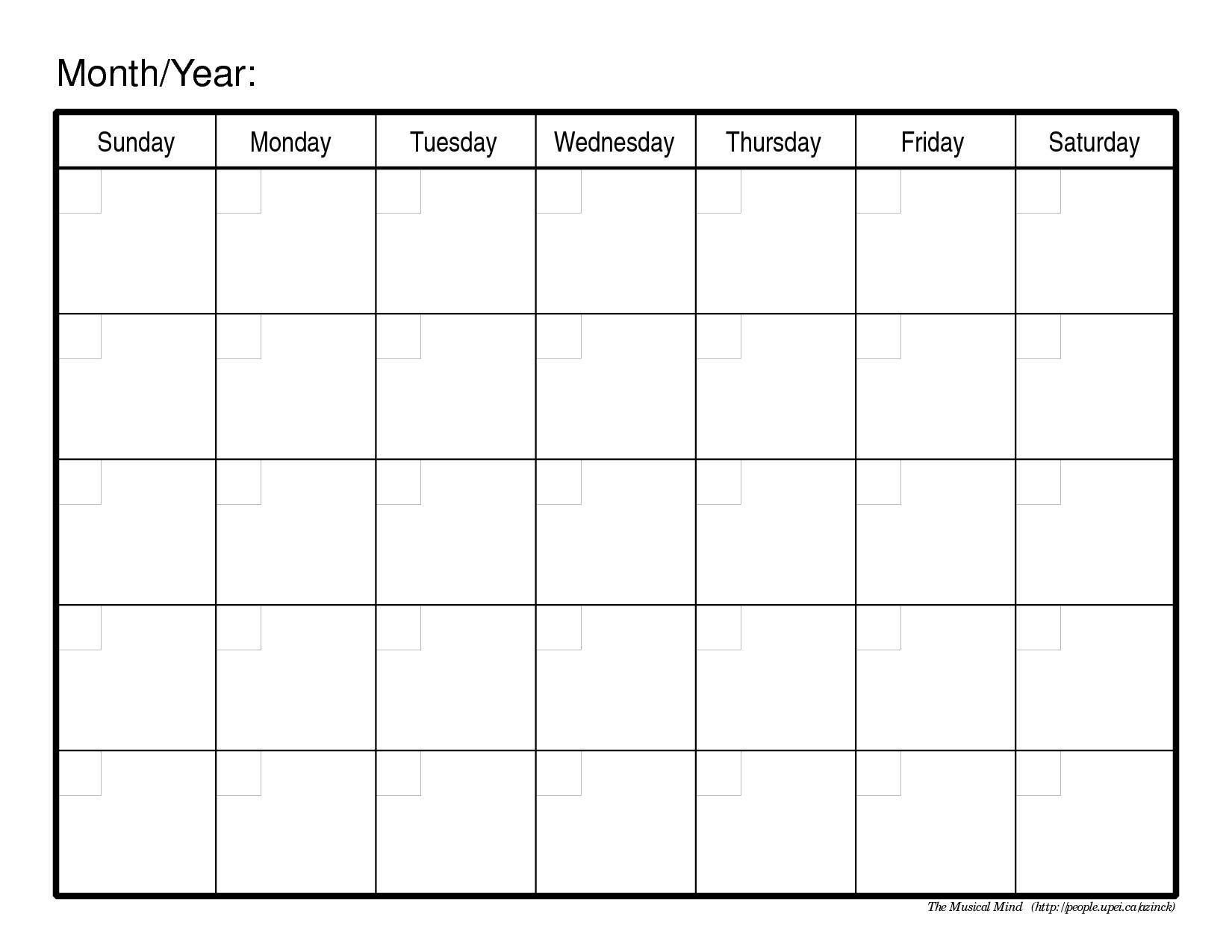 Free Monthly Calendar Template | Free Printable Calendar Extraordinary Blank Calendar Printable To Fill In