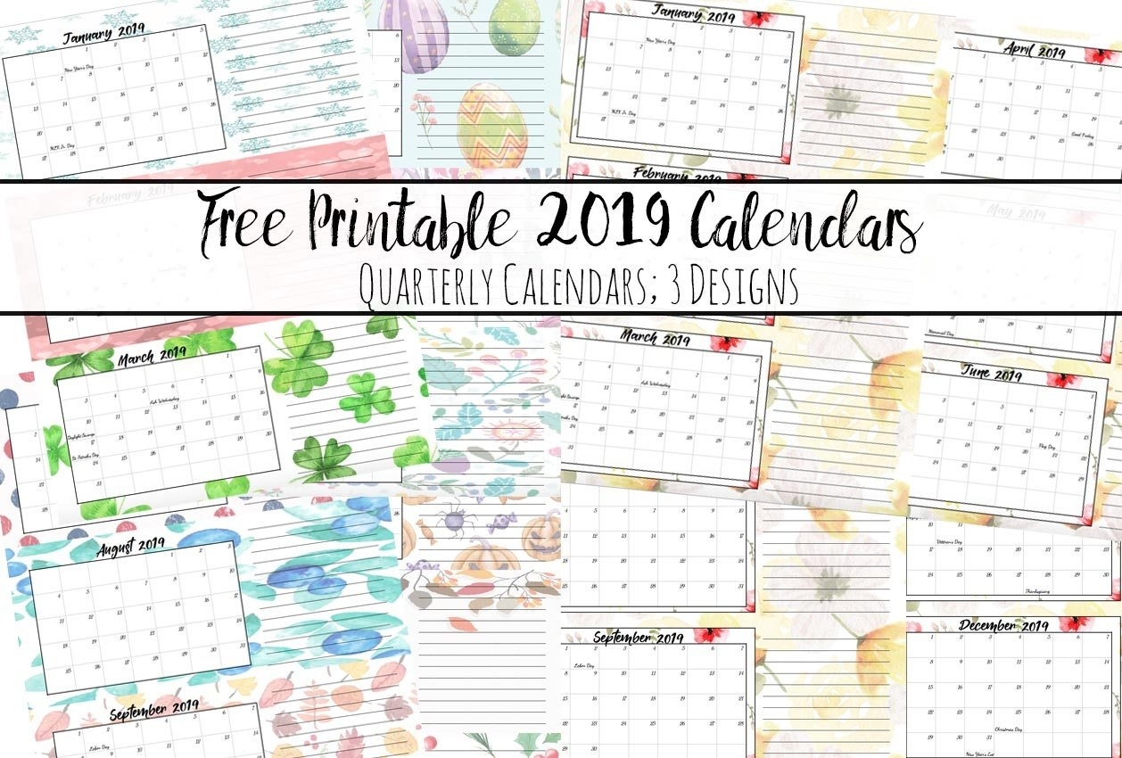 Free Printable 2019 Quarterly Calendars With Holidays: 3 Designs 2020 Quarterly Calendar Template