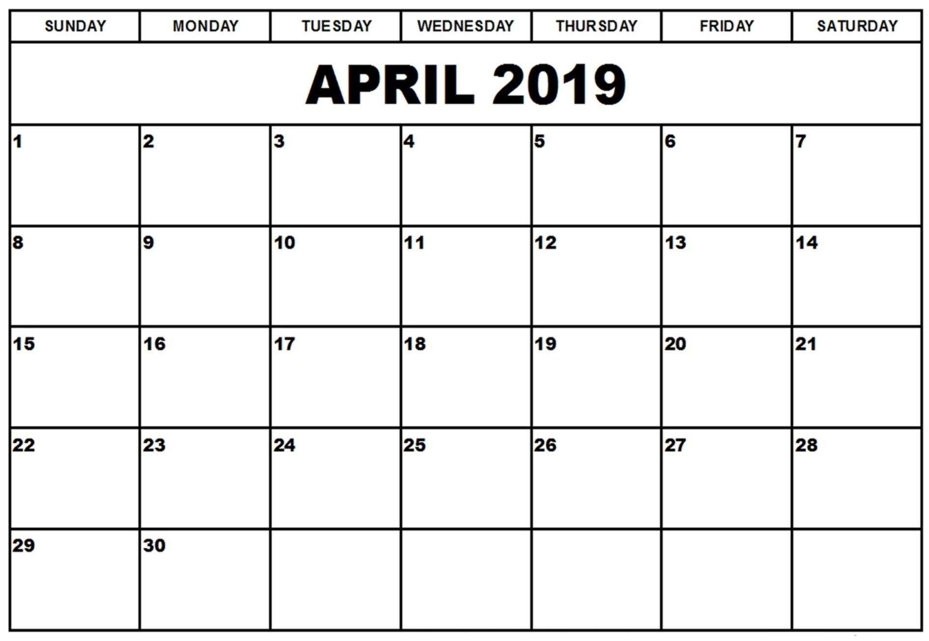 Free Printable April 2019 Calendar Download #tumblr #twitter Perky Free 4X6 Printable Monthly Calendars