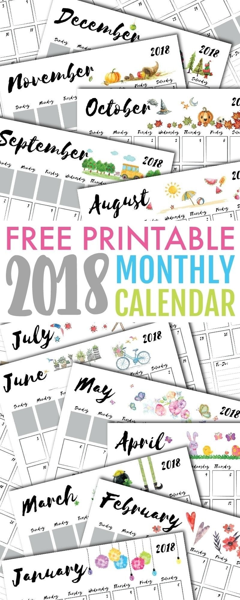 Free Printable Calendar 2018 | Free Printable Calendar, 2018 Free Printable Bullentin Board Calendars