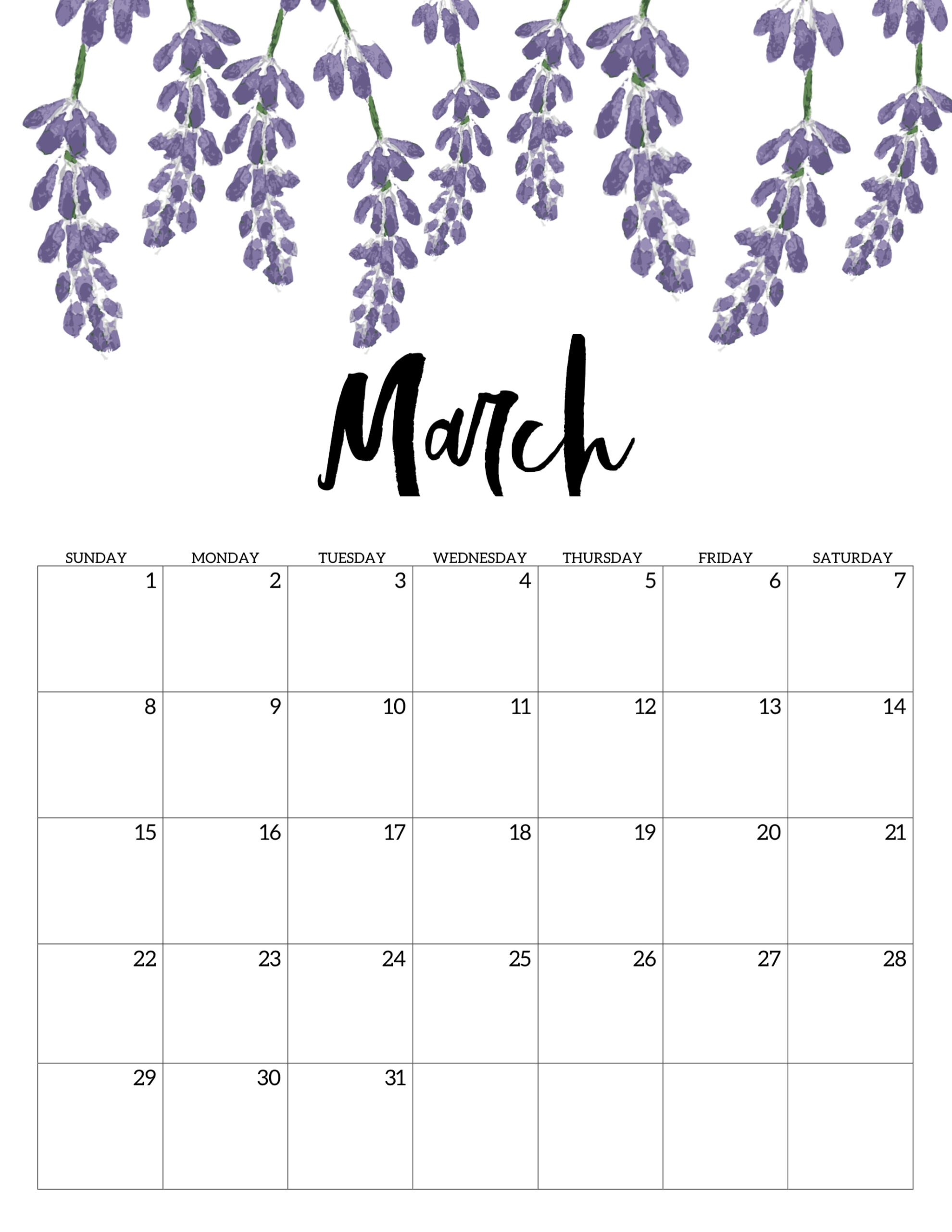 Free Printable Calendar 2020 - Floral - Paper Trail Design Exceptional 2020 Black And White Free Printable Calendar