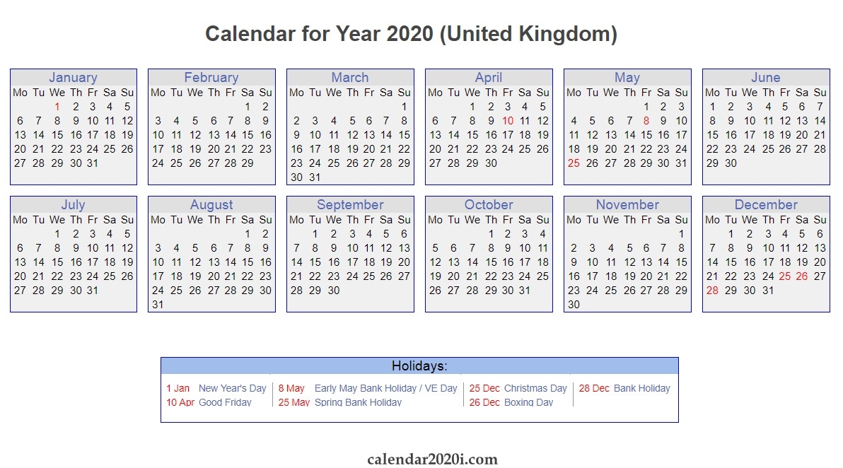 Free Printable Calendar 2020 Uk | Calendar Ideas Design Creative 2020 Printable Calendar With Uk Bank Holidays