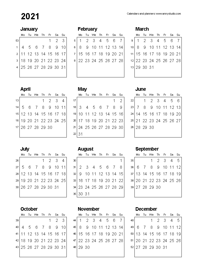 Free Printable Calendars And Planners 2020, 2021, 2022 2020 Calendar Numbered Weeks