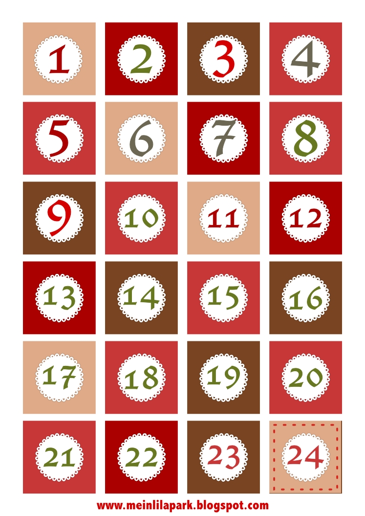 Free Printable Christmas Advent Calendar Numbers And Borders Pattern For Christmas Calendar Countdown Printable