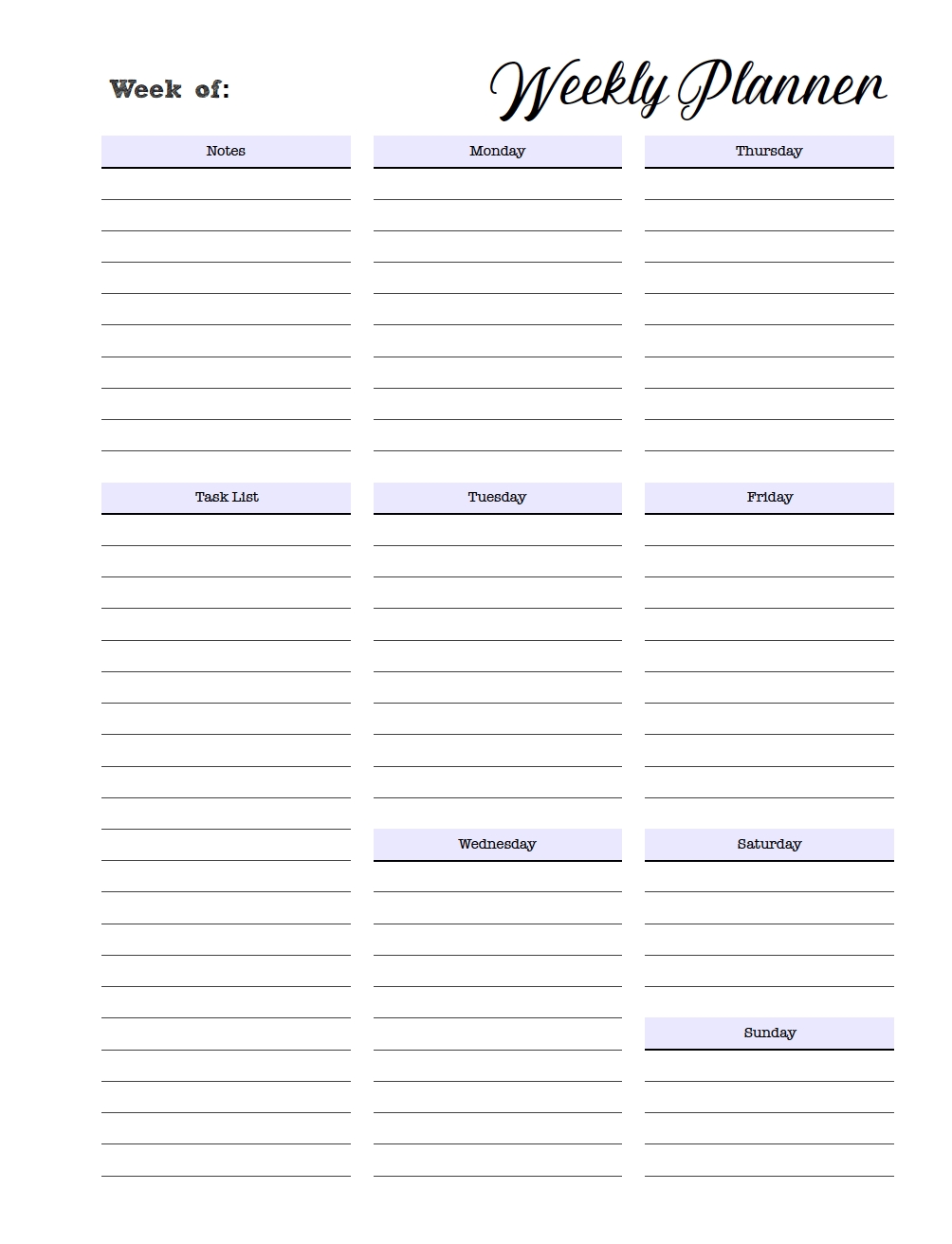 Free Printable Weekly Planners: Monday Start Extraordinary Printable Monday Through Friday Planner