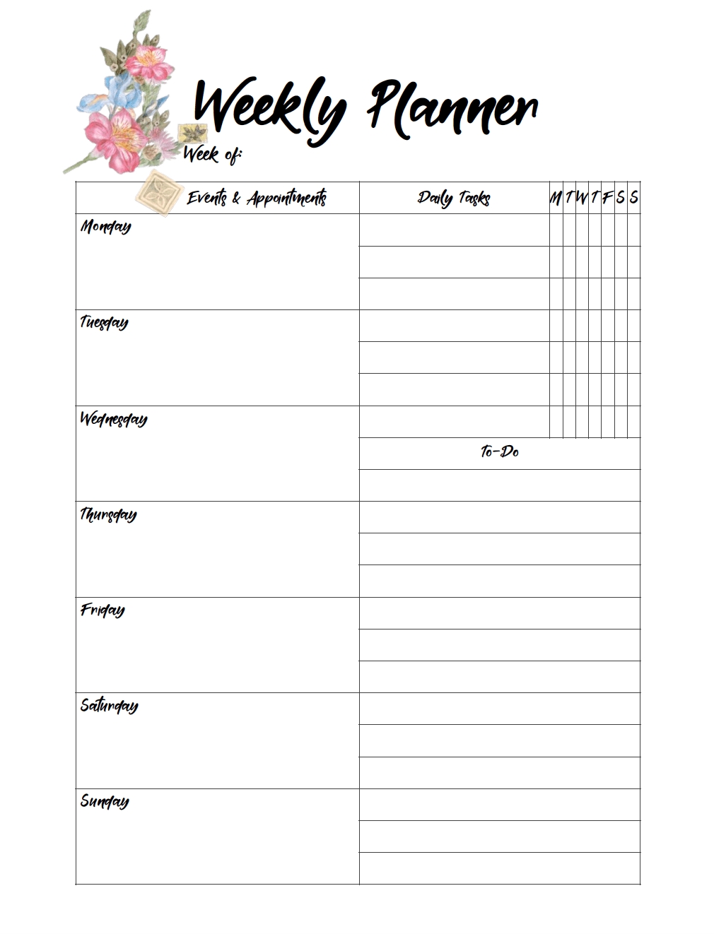 Free Printable Weekly Planners: Monday Start Extraordinary Printable Monday Through Friday Planner