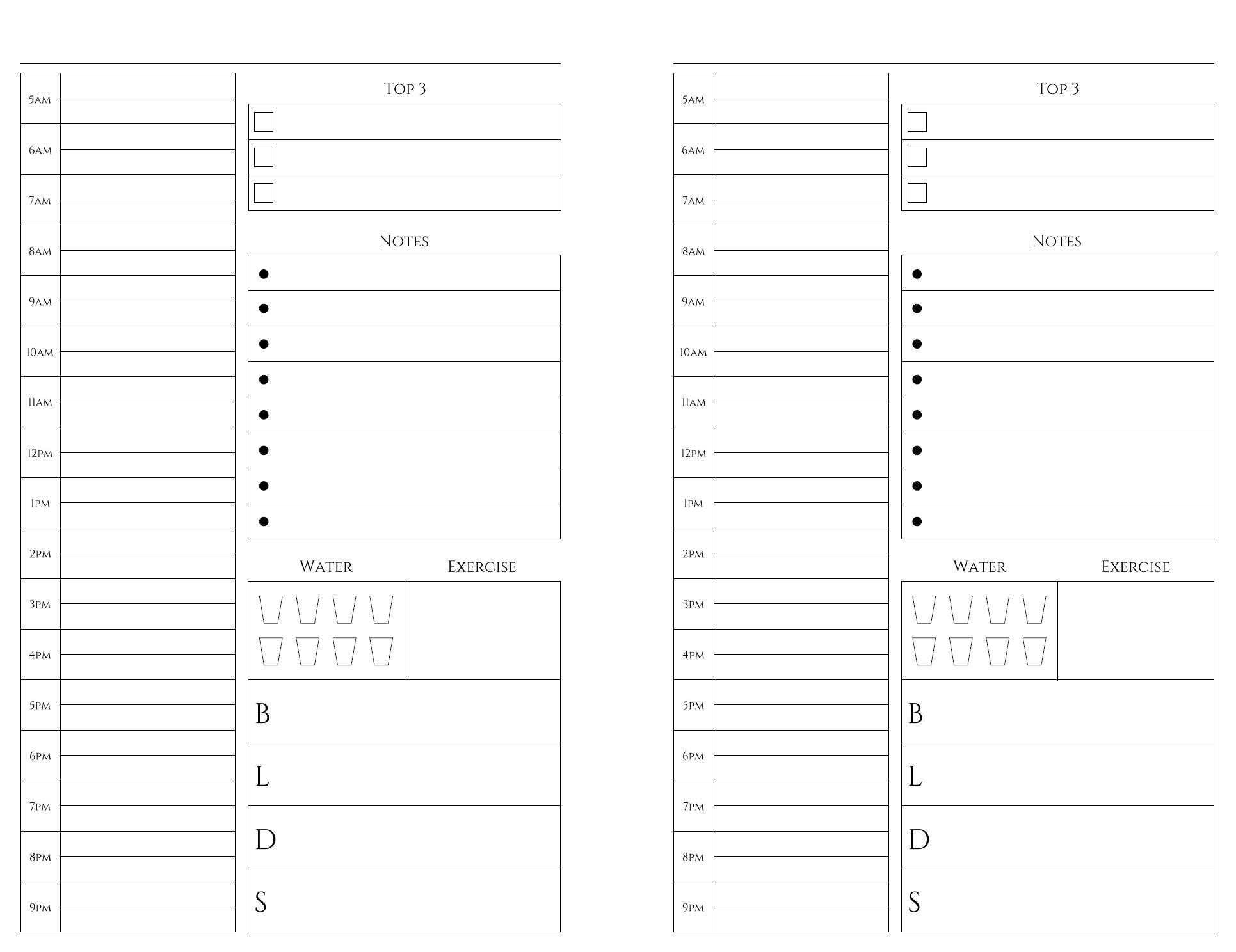 Free Printables | Daily Planner Pages, Daily Planner 8.5 X 5.5 Calendar Printable
