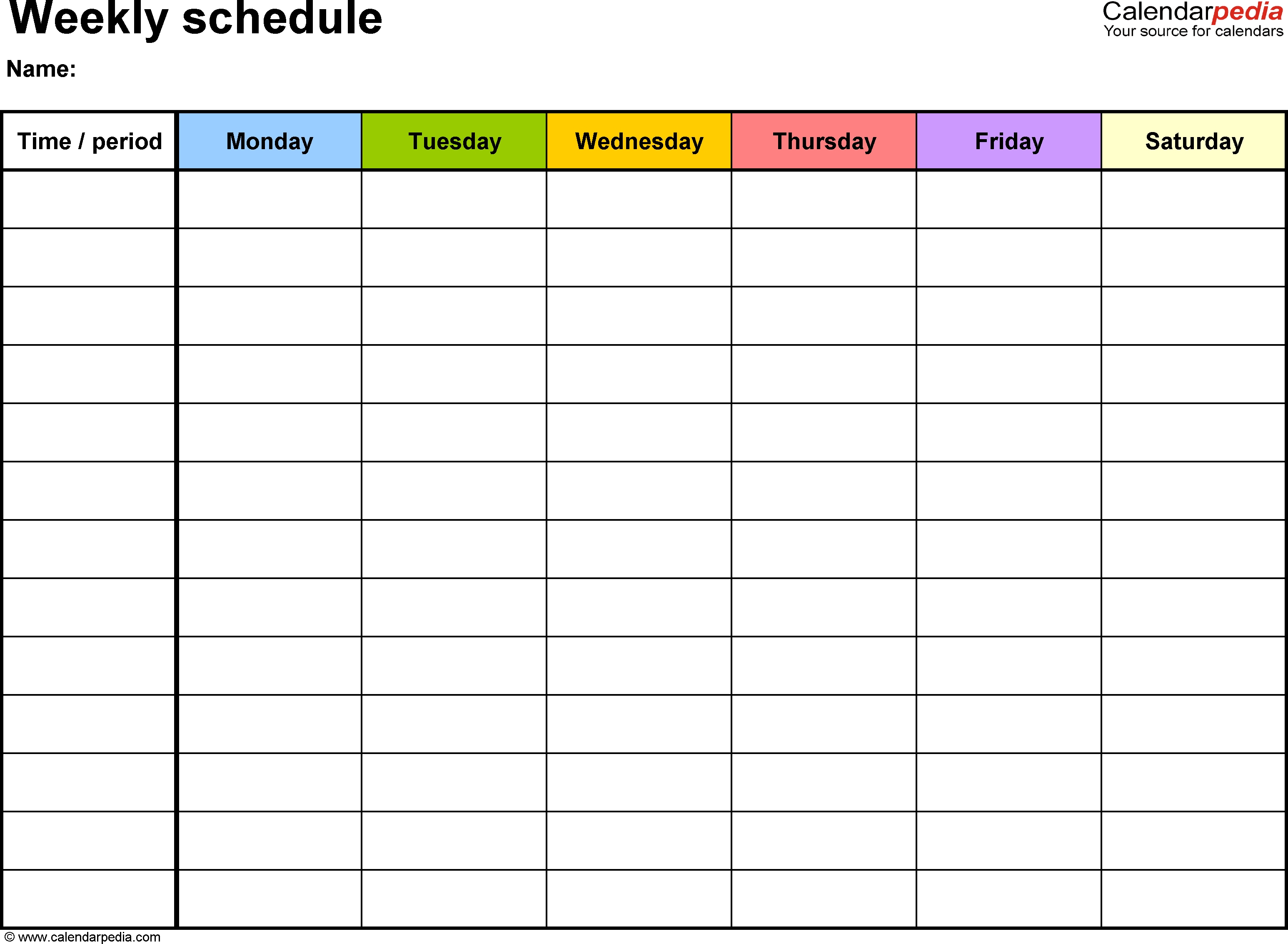 Free Weekly Schedule Templates For Word - 18 Templates One Week Calendar Printable Blank