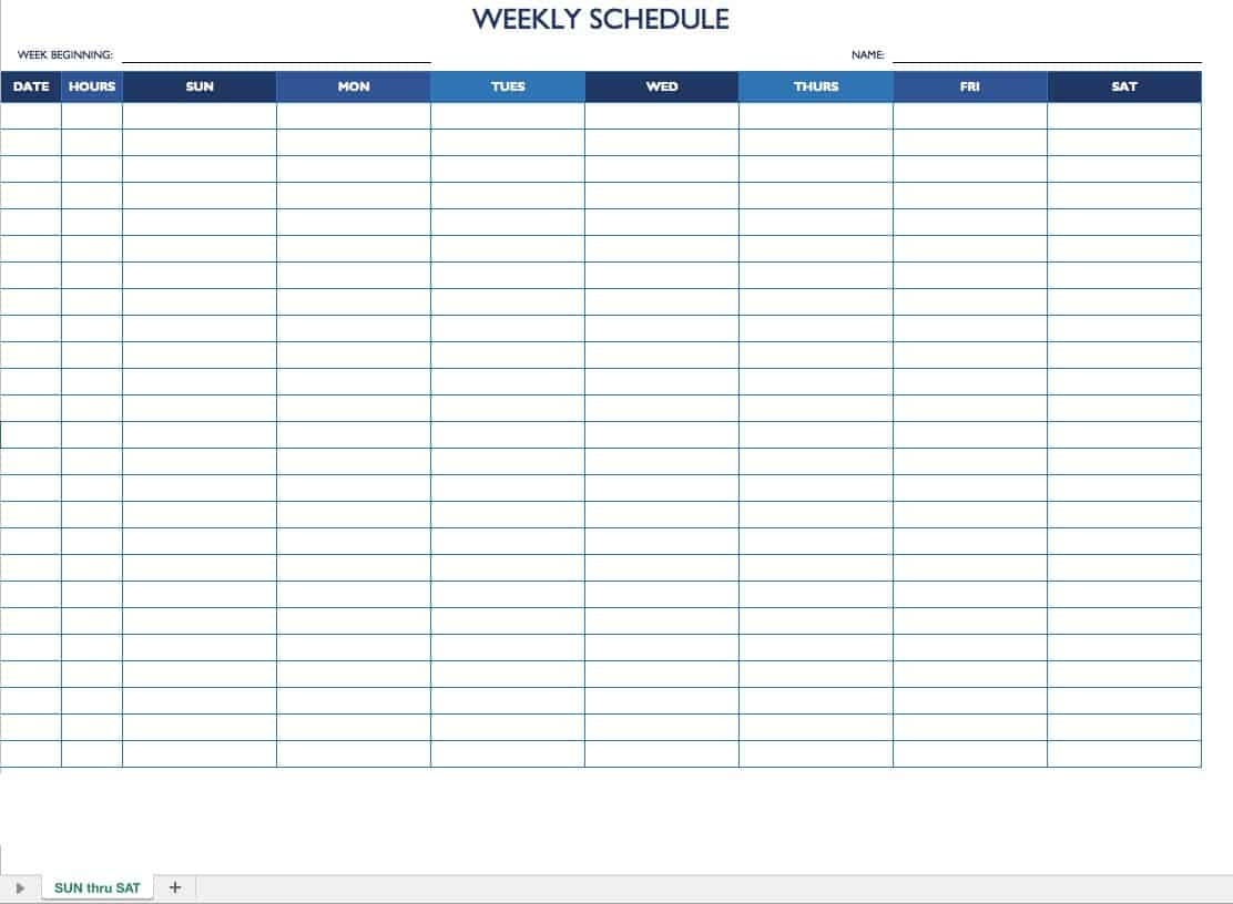 Free Work Schedule Templates For Word And Excel |Smartsheet Blank Monday Through Friday Schedule Word