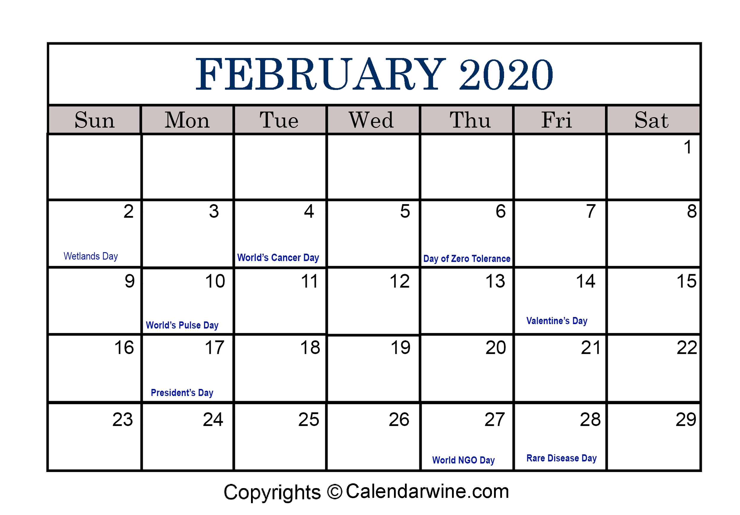 Full List Of February Holidays 2020 For Usa Uk Canada Jewish Holiday Calendar 2020 Printable