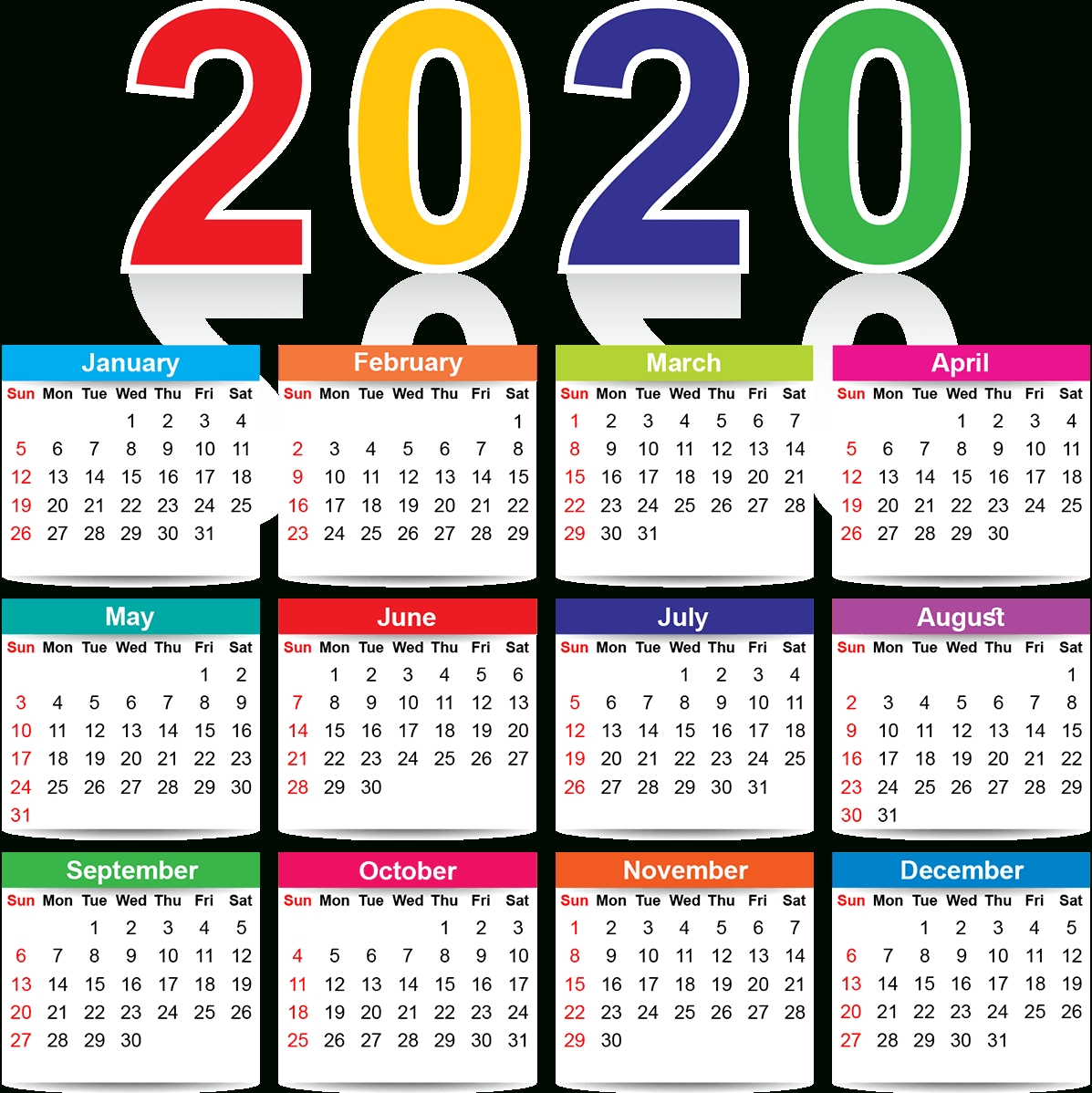 Full Page Yearly Calendar 2020 Printable Cute Excel - Set 2020 Writeable Year At A Glance Calendar In Excel
