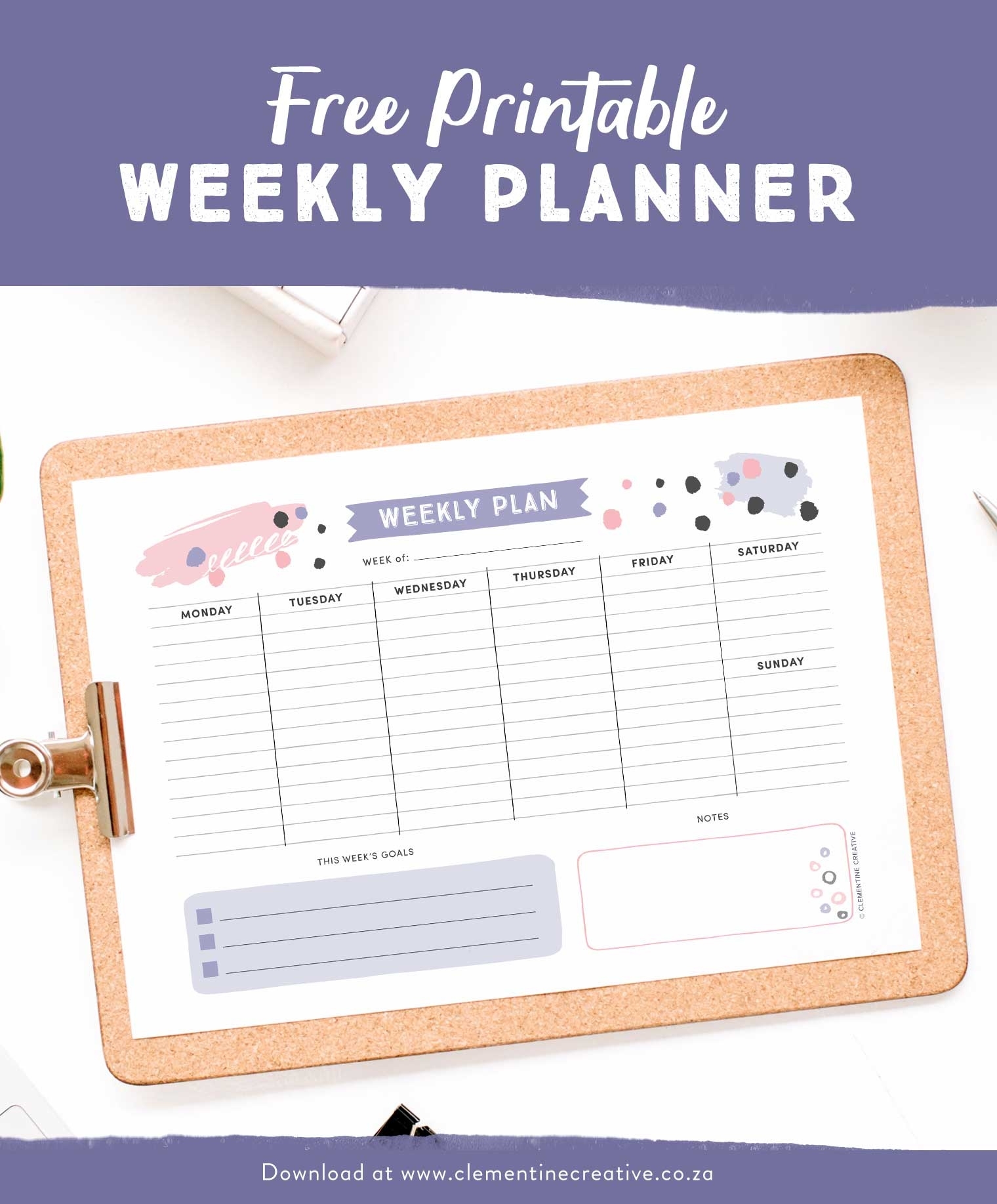 Get Organised With This Free Printable Weekly Planner - Cute Free Printable Bullentin Board Calendars