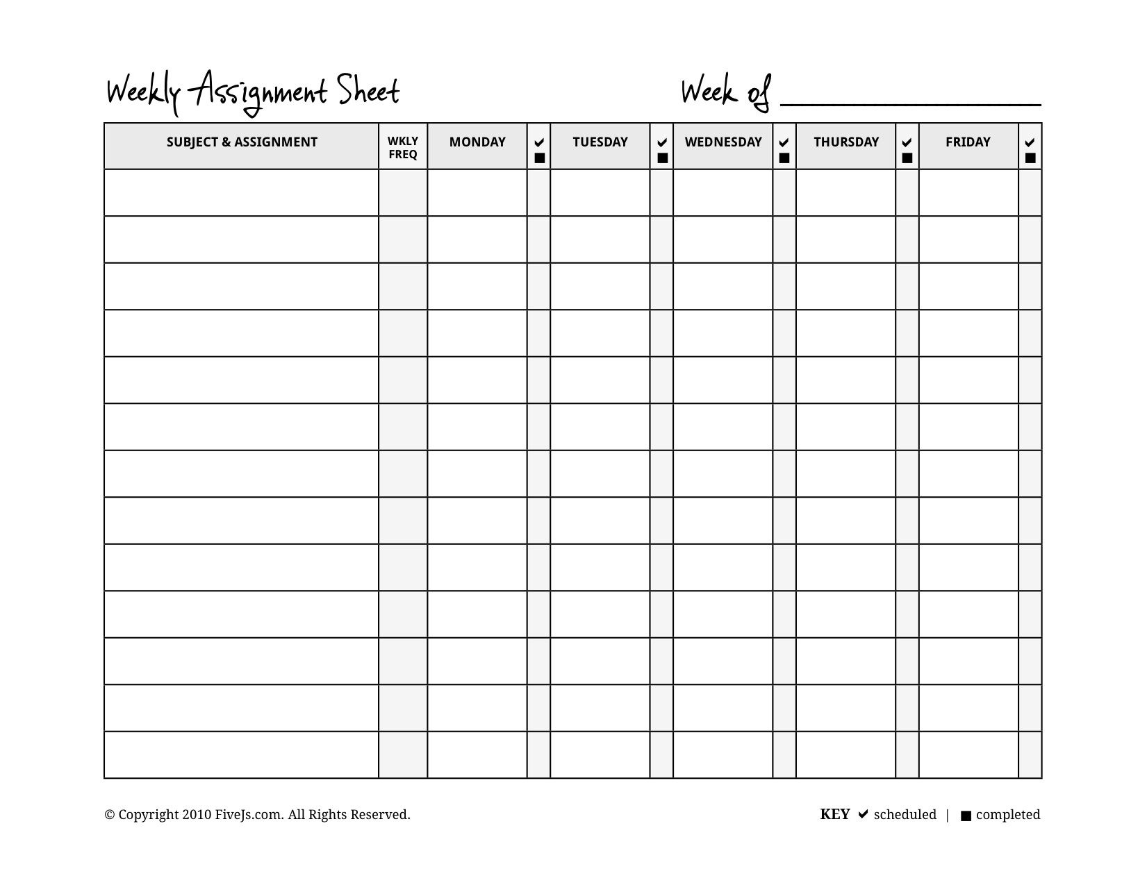 Homeschool Weekly Assignment Planner | Assignment Planner Weekly Homework 3Rd Grade Calendar