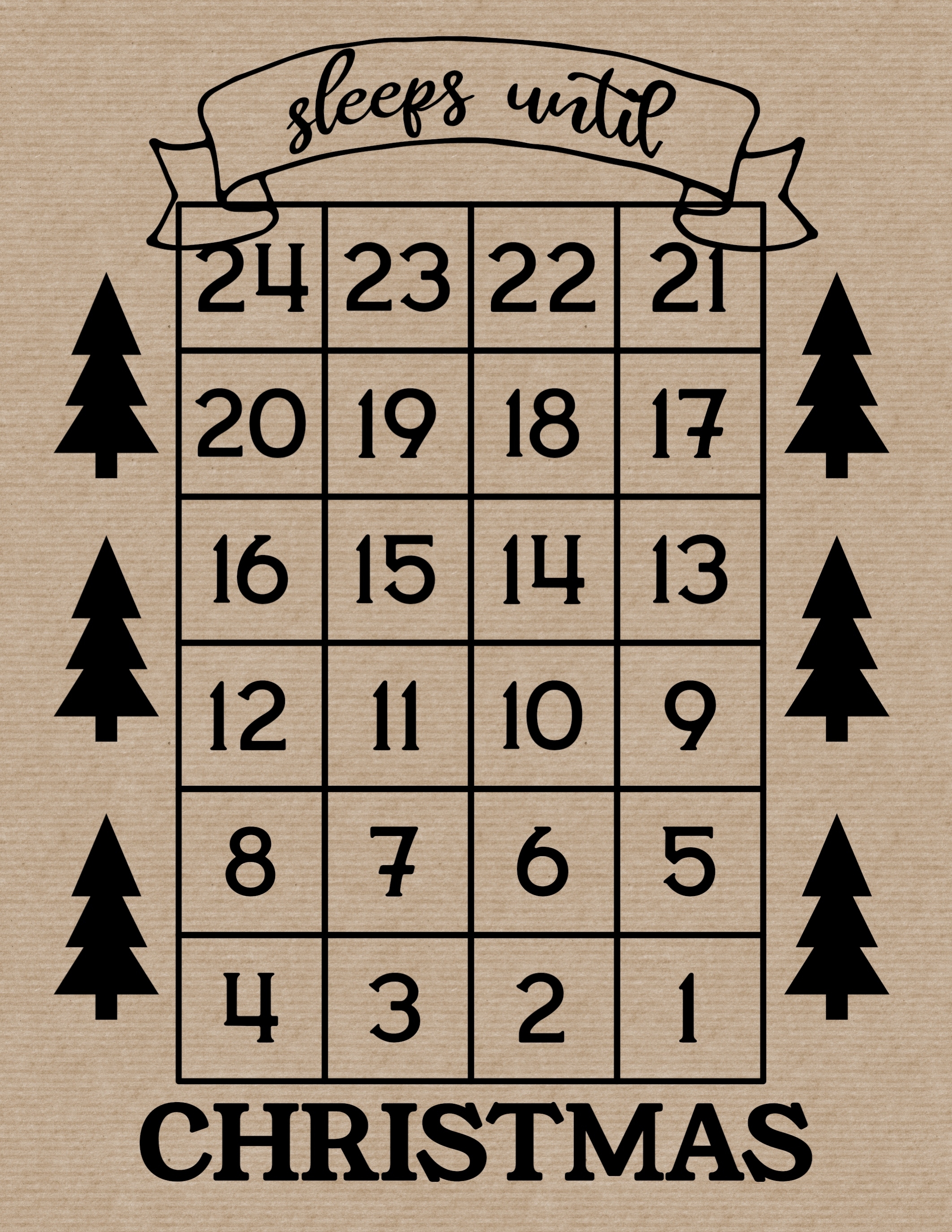 How Many Days Until Christmas Free Printable - Paper Trail Perky Printable Christmas Countdown Calendar 2020