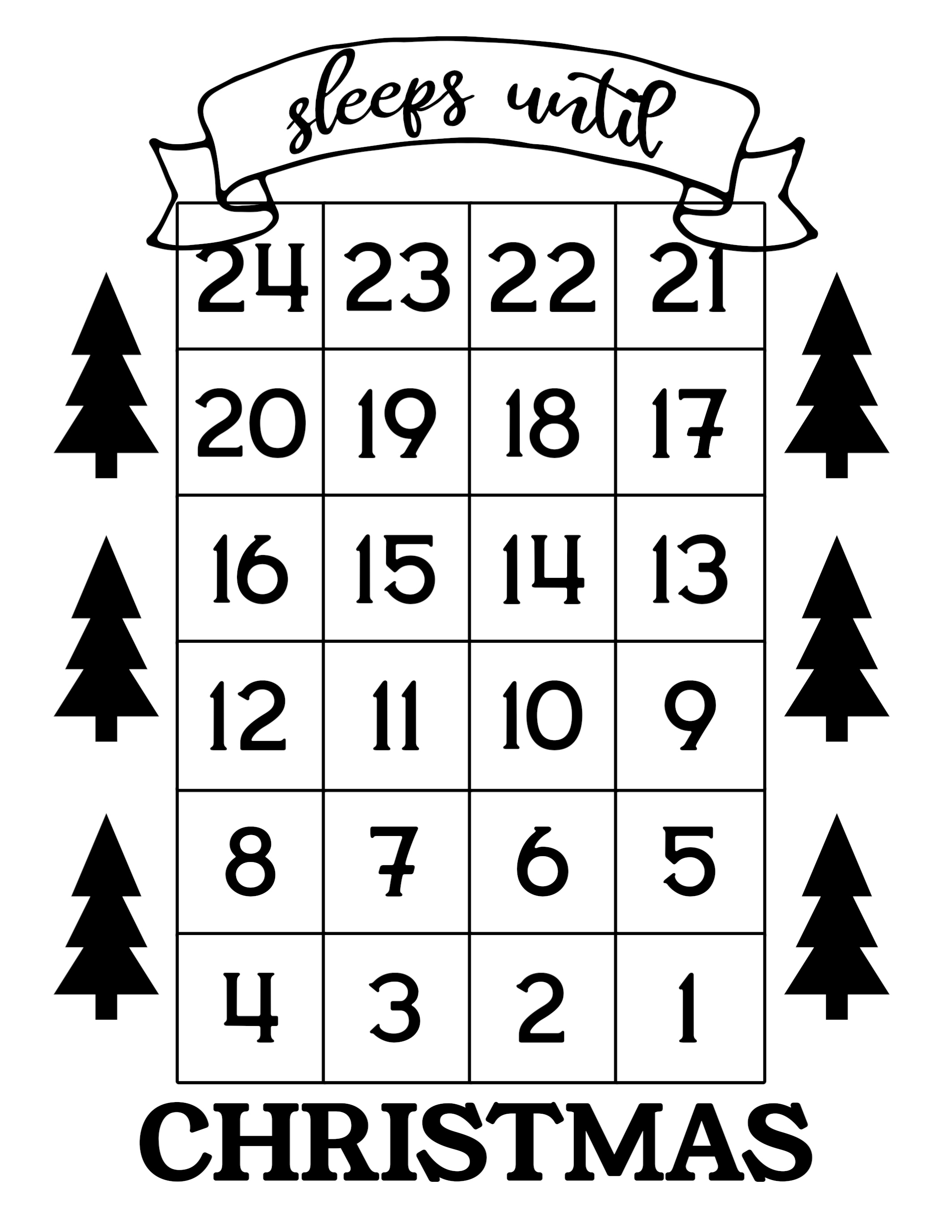 How Many Days Until Christmas Free Printable - Paper Trail Printable Christmas Countdown Calendar 2020