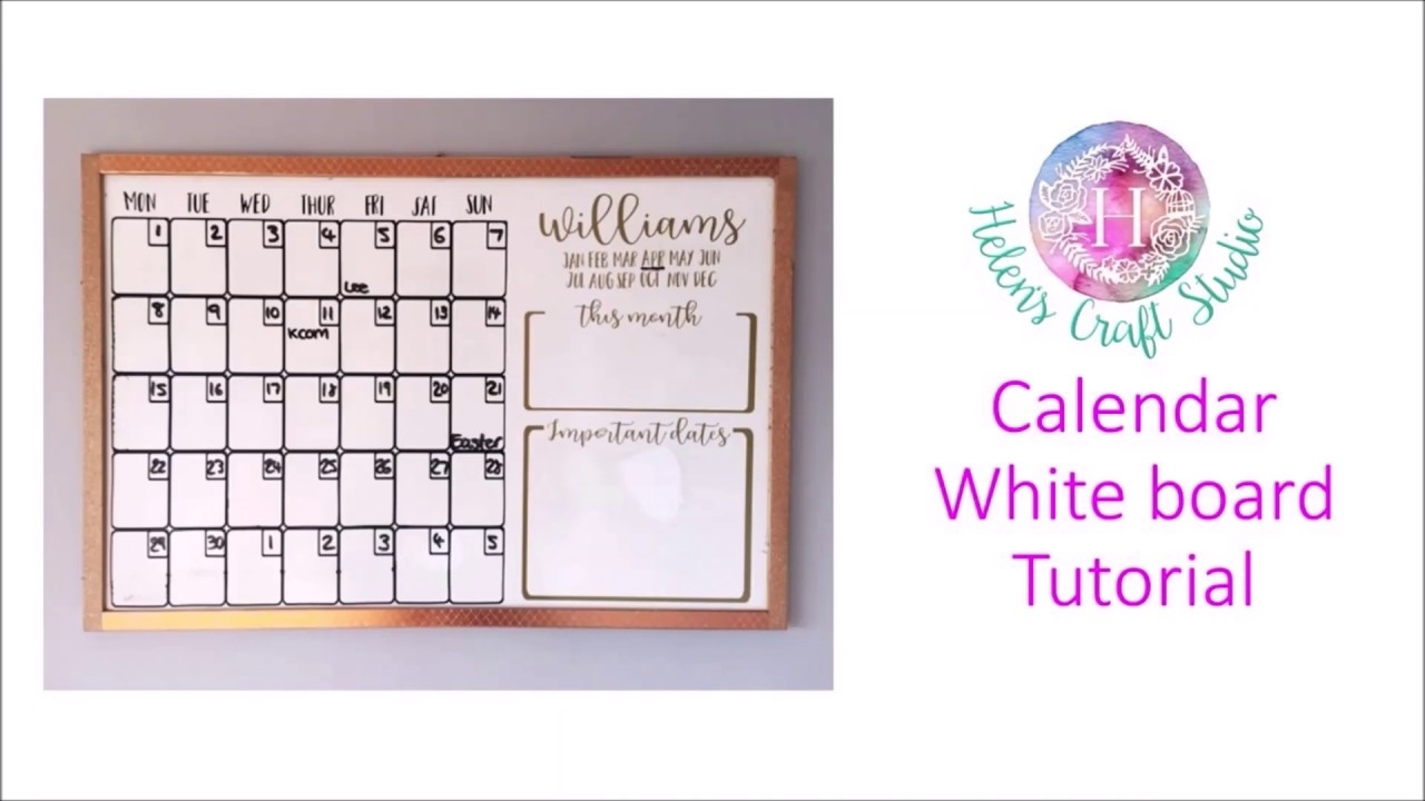 How To Create A Personalised Whiteboard Calendar Using Silhouette Studio Personalised Monthly Calendar Dry Erase Board