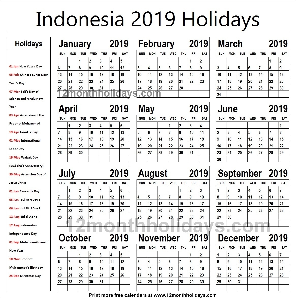 Indonesia School Holidays 2019 Calendar | 2019 Indonesia Dashing 2020 Indonesia School Holiday Calendar Pdf